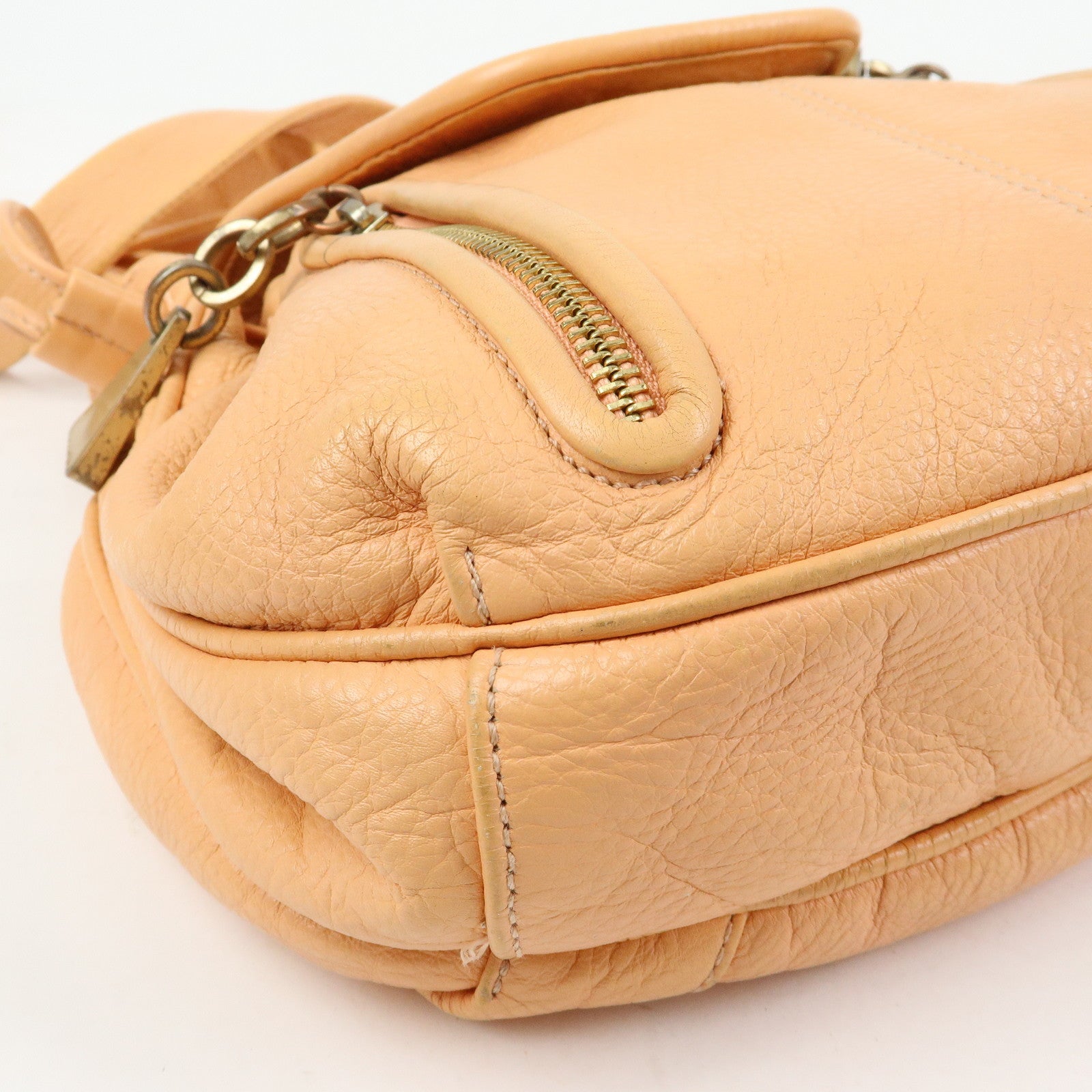 Chloe See by Chloe Leather Shoulder Bag Crossbody Bag Orange Beige