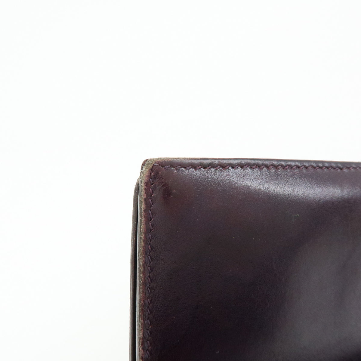 HERMES Bearn Box Calf Leather Bi-fold Long Wallet Purple