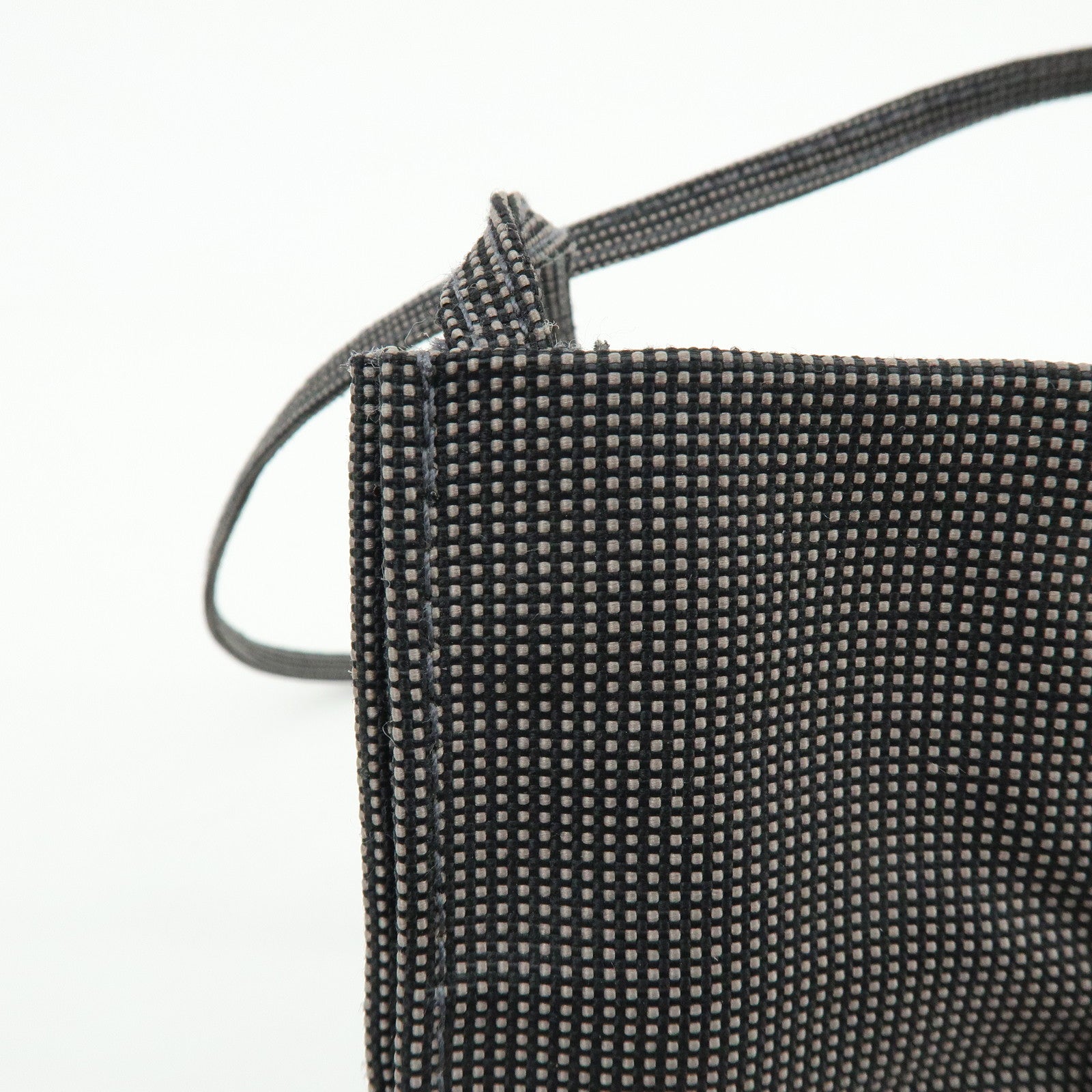 HERMES Herline Canvas Leather Shoulder Bag Crossbody Bag Black