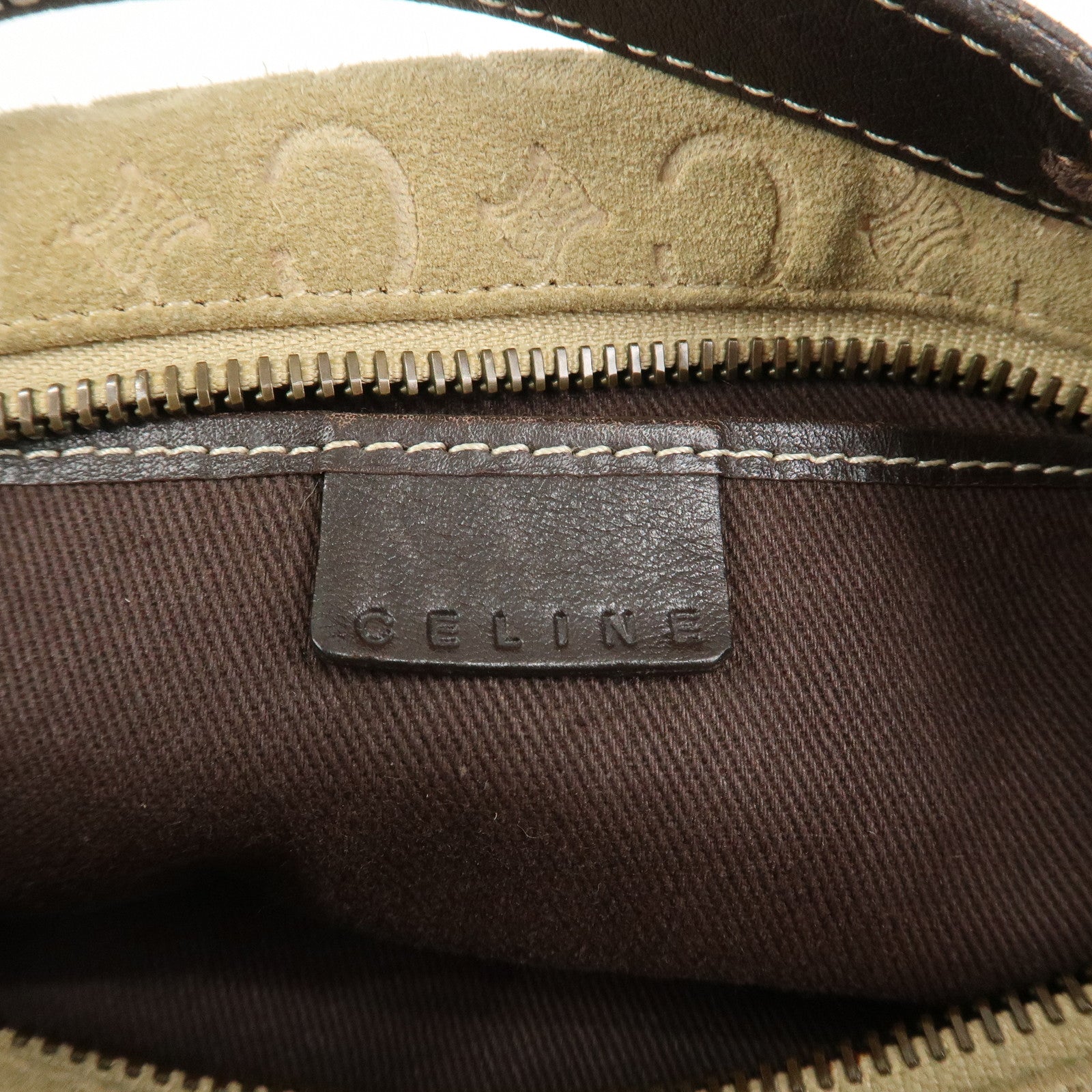 CELINE C Macadam Suede Leather Hand Bag Beige