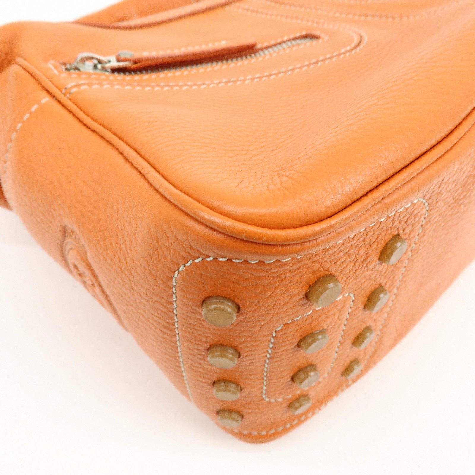 TOD'S Miky Leather Shoulder Bag Hand Bag Orange