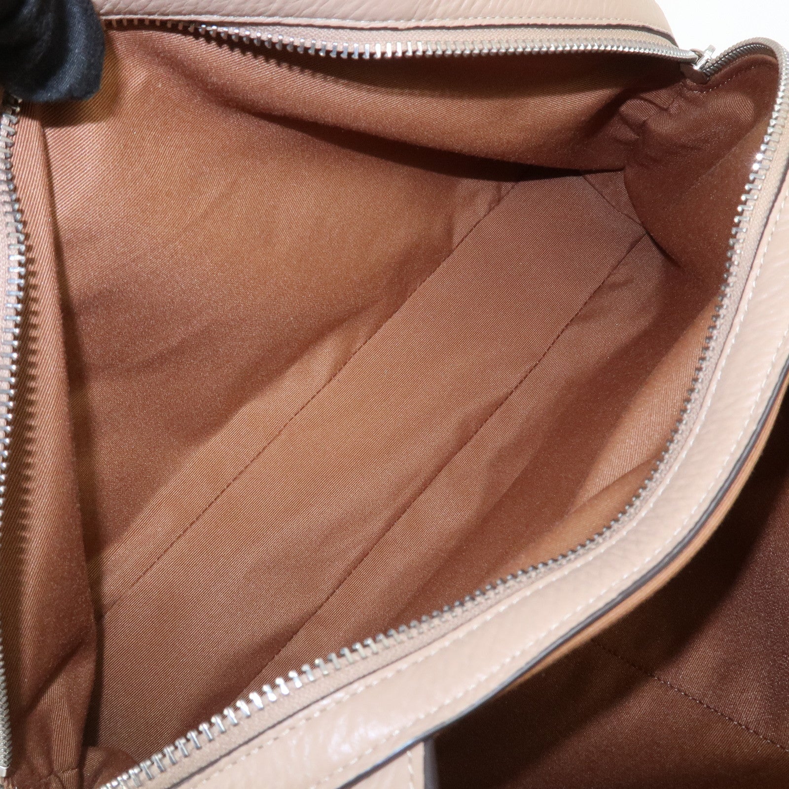 COACH Logo Leather Shoulder Bag Hand Bag Beige