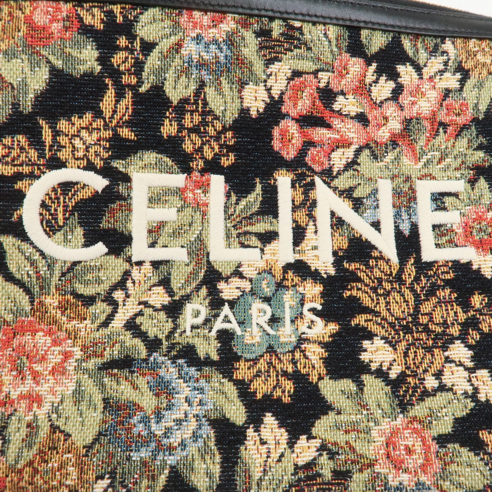 CELINE Jacquard Leather Clutch Bag Second Bag Black Multicolor