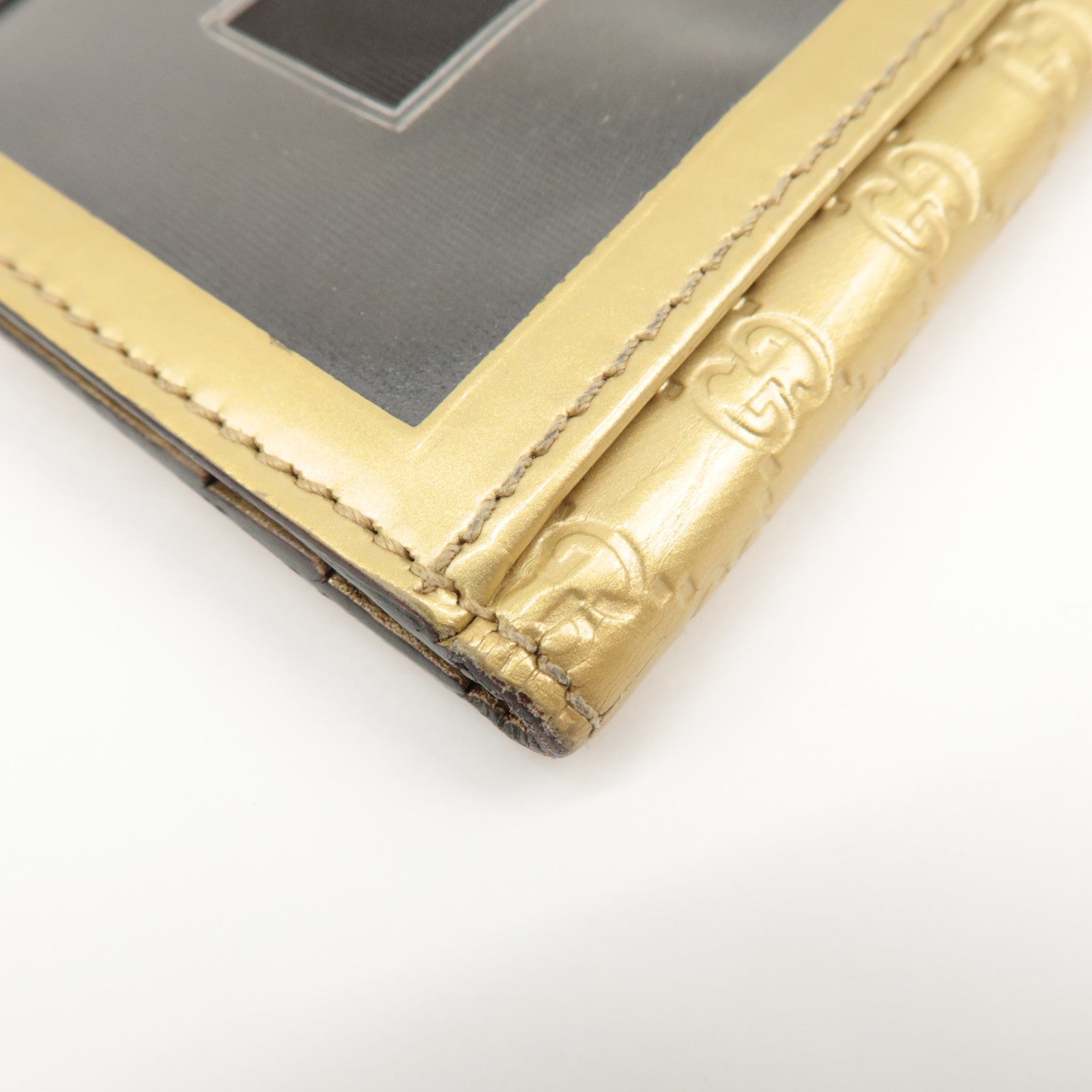 GUCCI Micro Guccissima Leather Card Case Gold 224261 Used