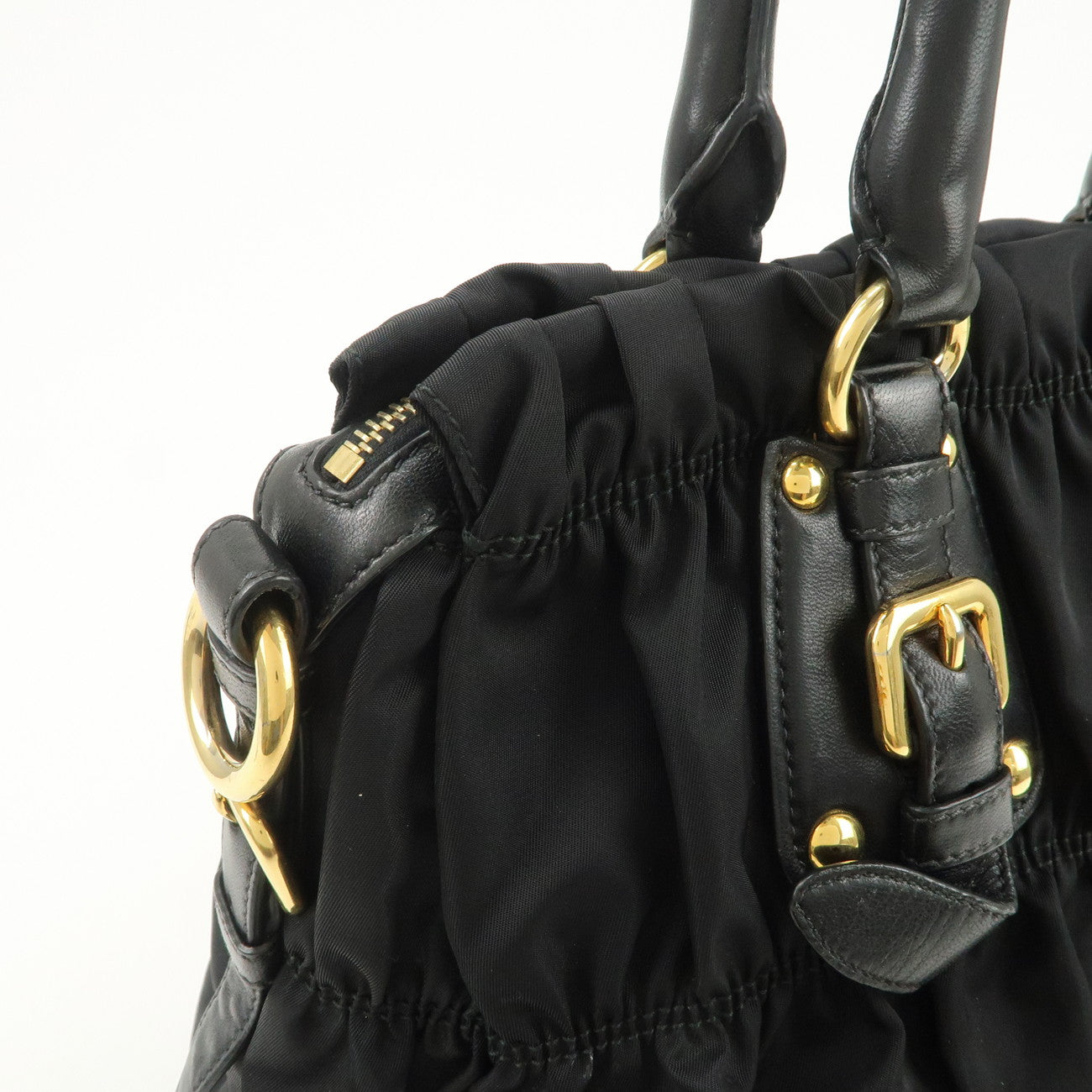 PRADA Nylon Leather 2Way Hand Bag Shoulder Bag Black BN1336