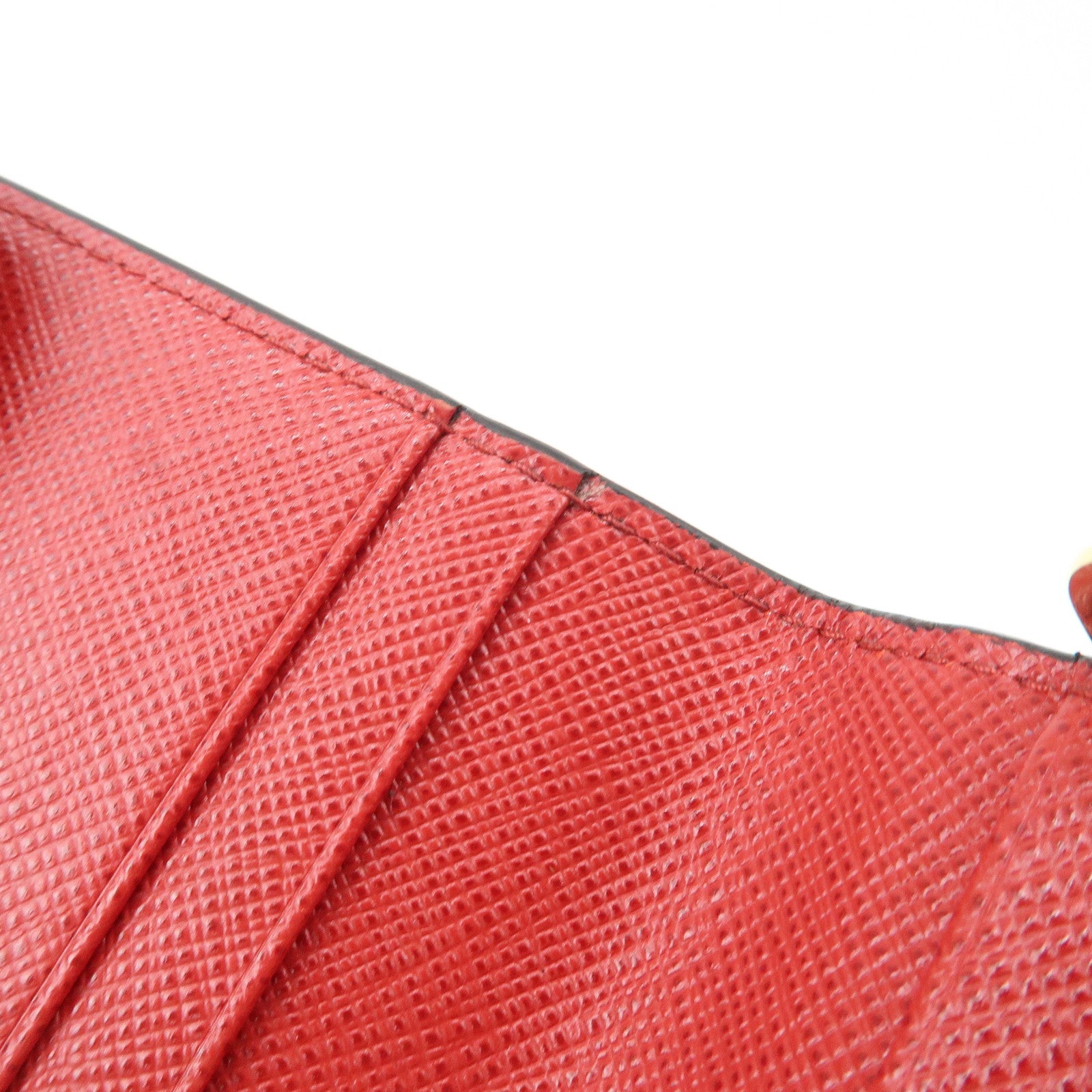 PRADA Saffiano Leather Heart Card Case Pass Case Black Red 1MC006