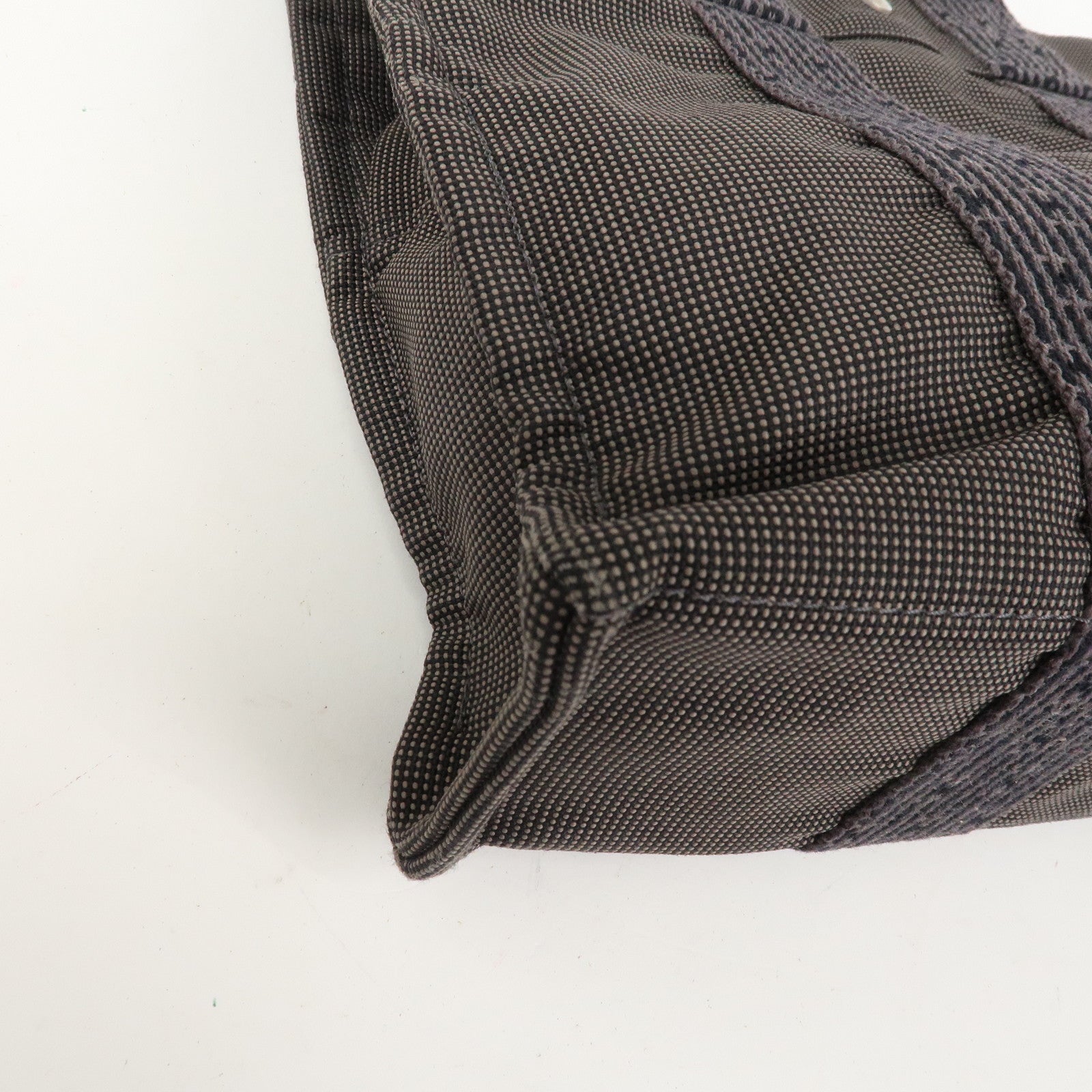 HERMES Herline PM Nylon Canvas Tote Bag Hand Bag Black