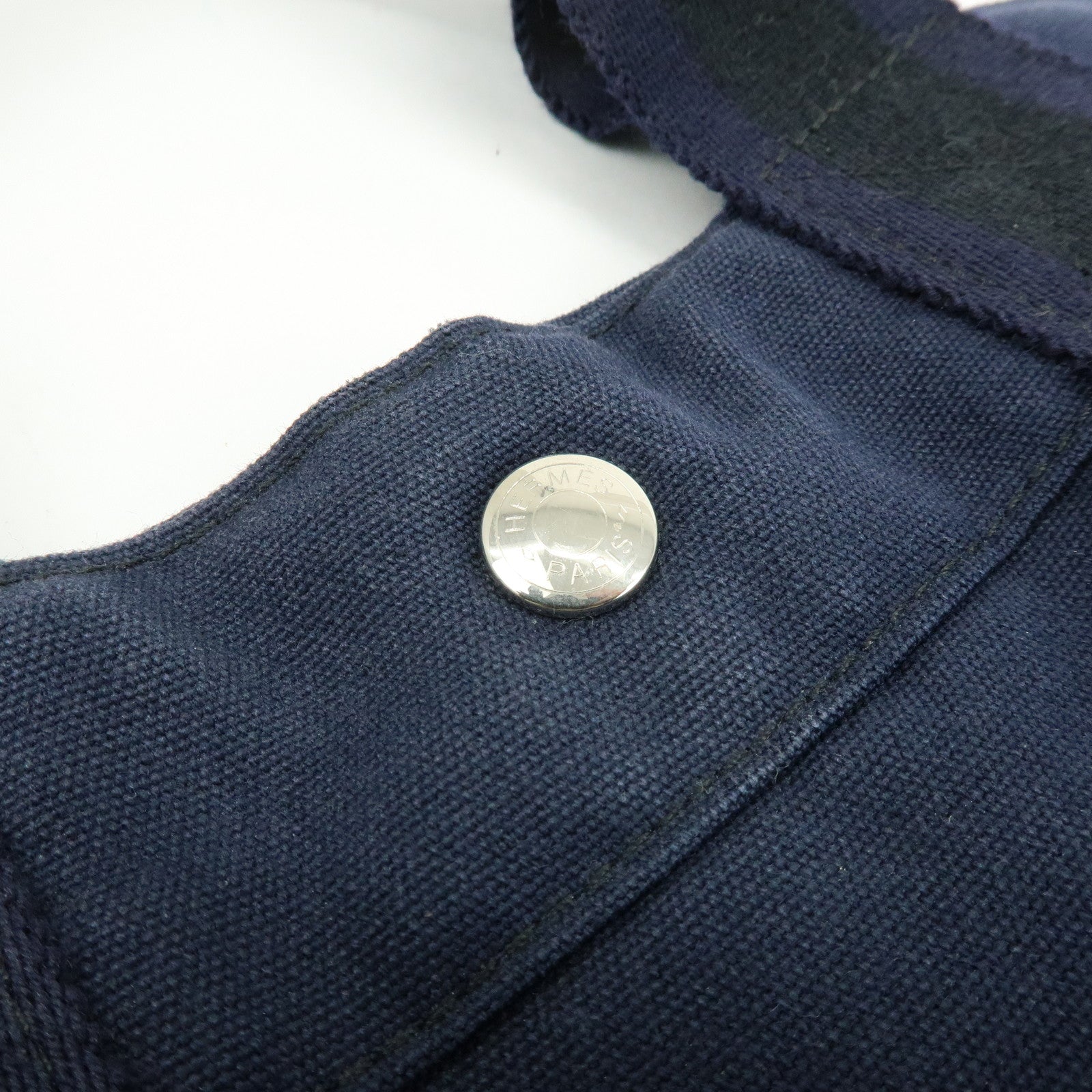 HERMES Fourre Tout MM Canvas Tote Bag Hand Bag Navy Black