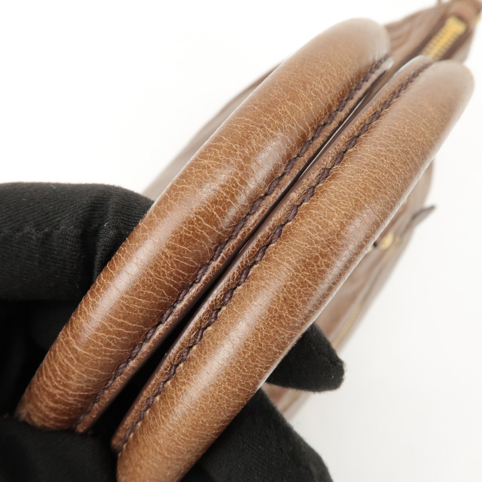 PRADA Logo Leather 2Way Bag Tote Bag Shoulder Bag Brown BL0727 Used