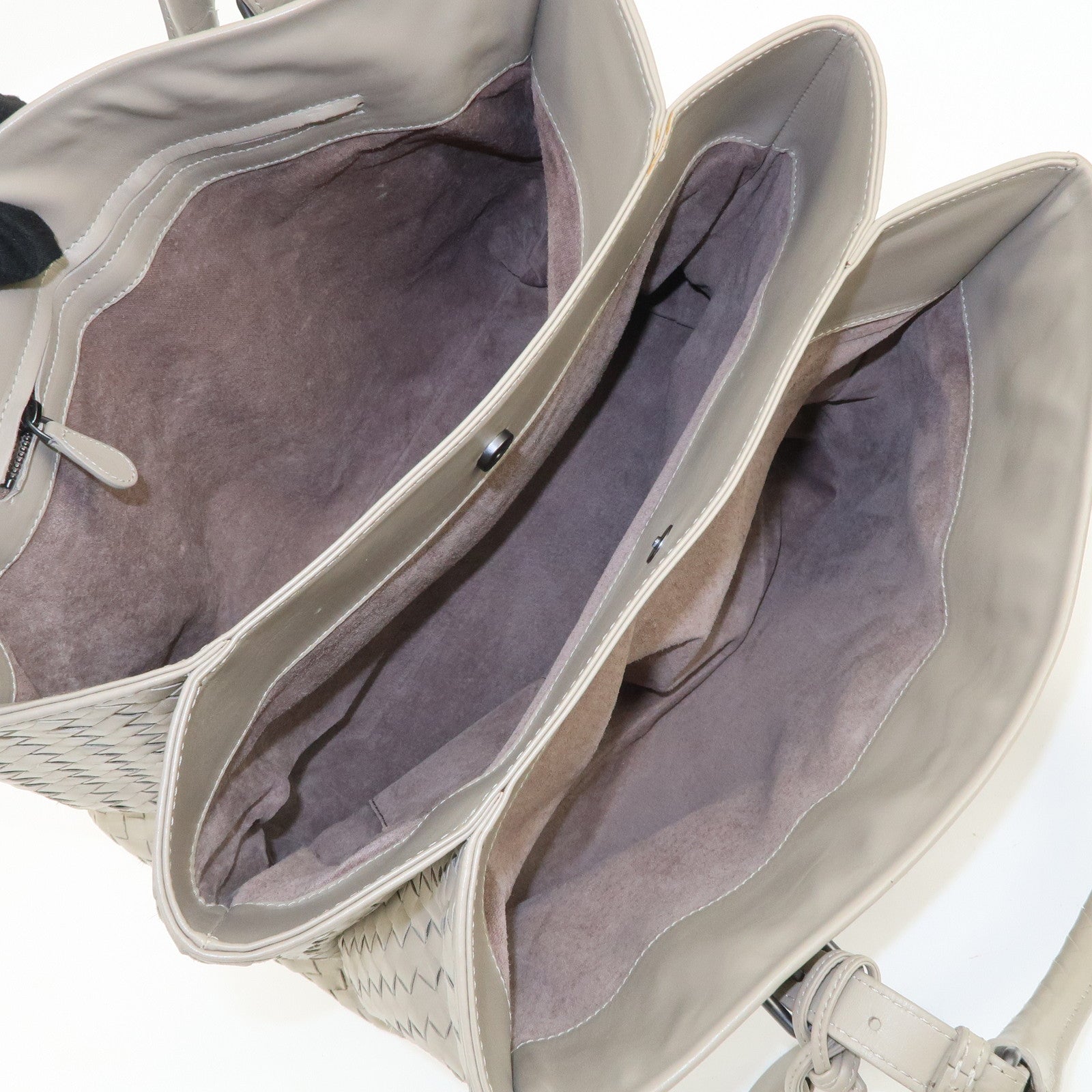 BOTTEGA VENETA Intrecciato Leather Tote Bag Hand Bag Greige