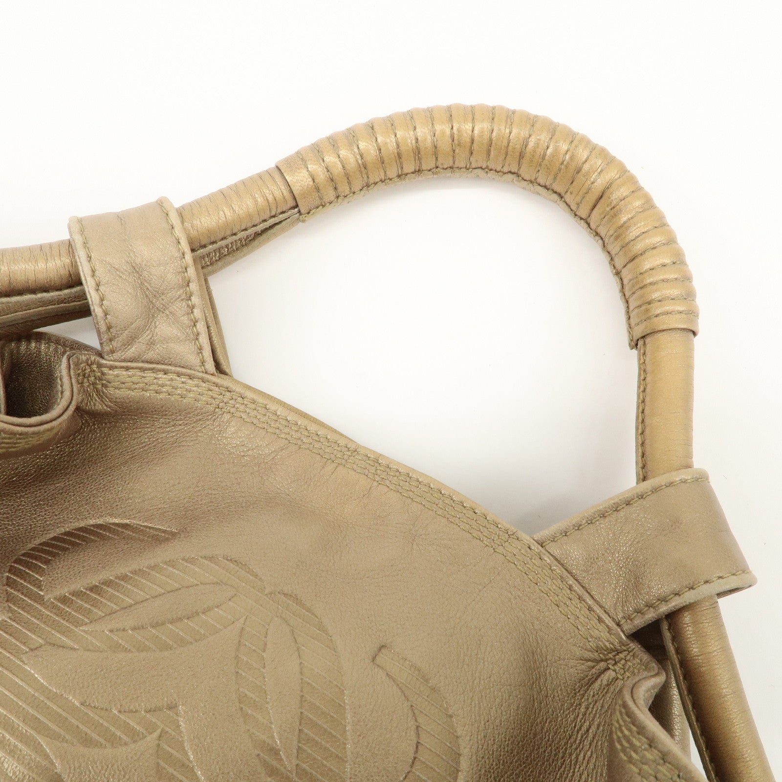 LOEWE Anagram Nappa Aire Leather Hand Bag Shoulder Bag Gold Used