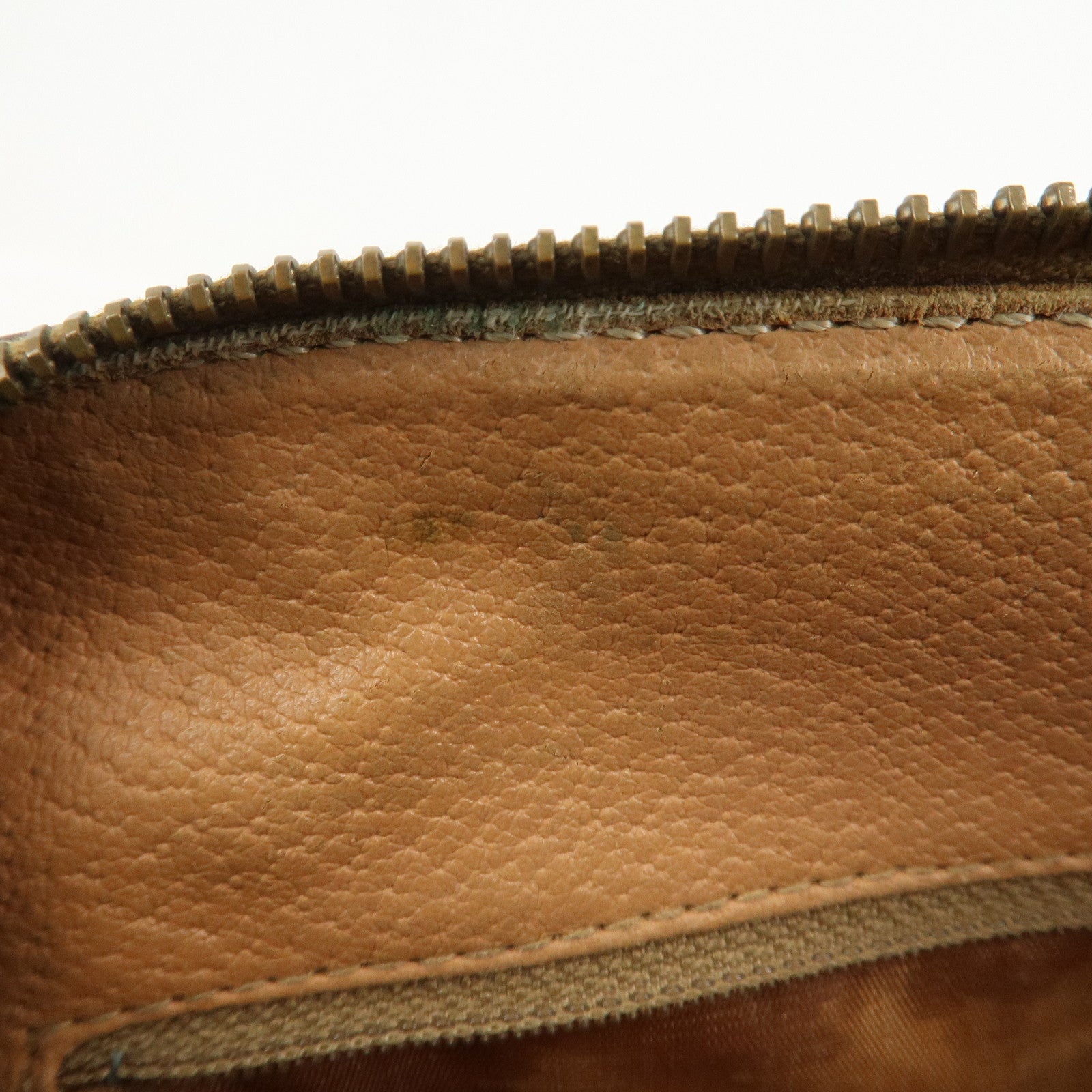 CELINE Macadam PVC Canvas Leather Boston Bag Hand Bag Brown