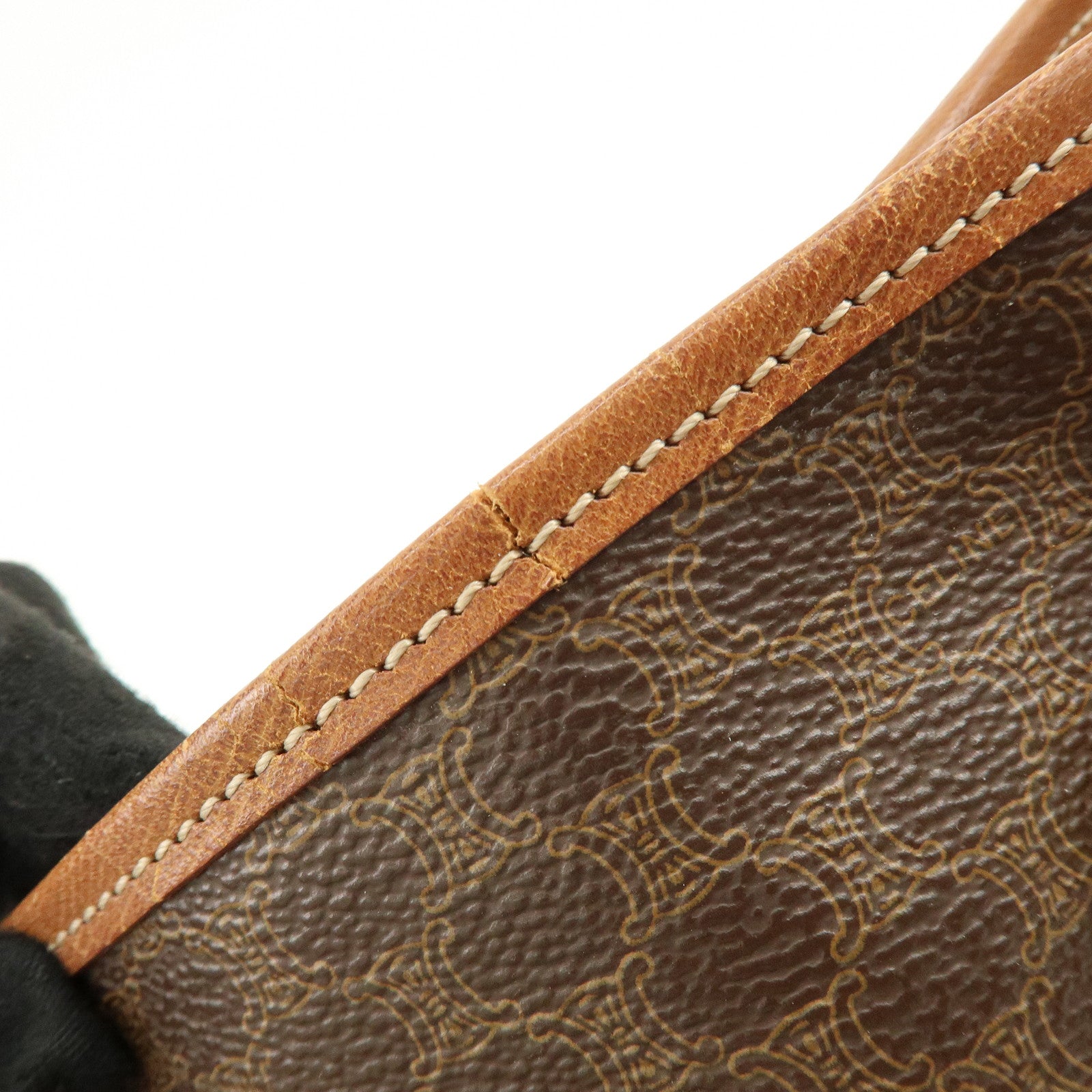 CELINE Macadam PVC Leather Tote Bag Shoulder Bag Brown