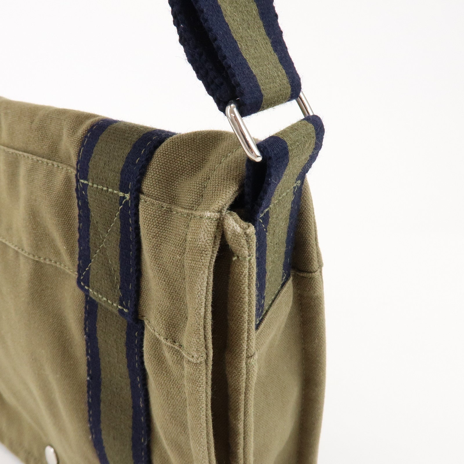 HERMES Logo Canvas Fourre Tout Bassus PM Shoulder Bag Khaki