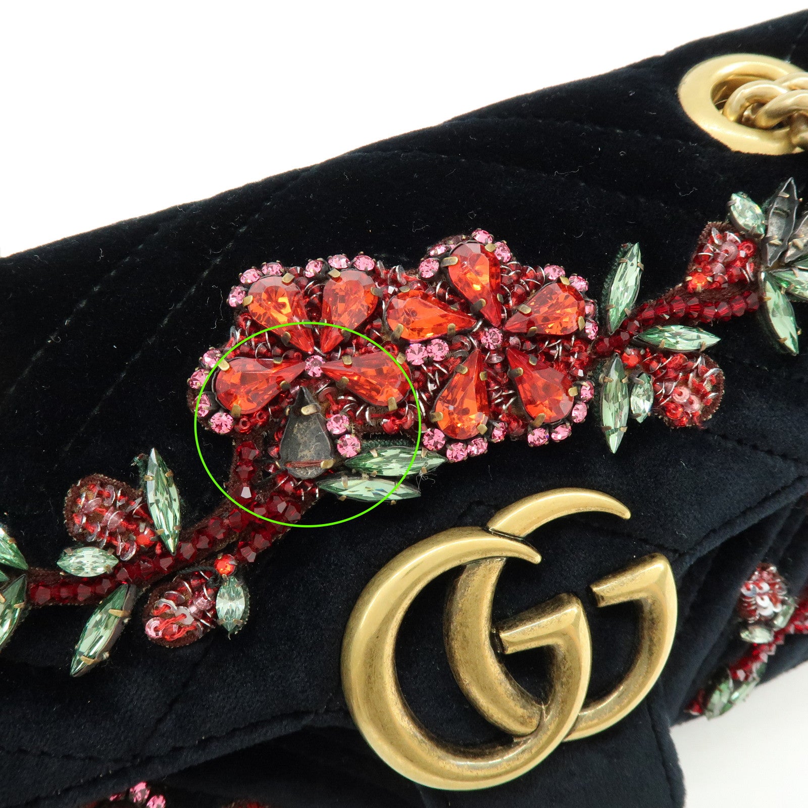 GUCCI GG Marmont Small Velvet Chain Shoulder Bag Black 446744