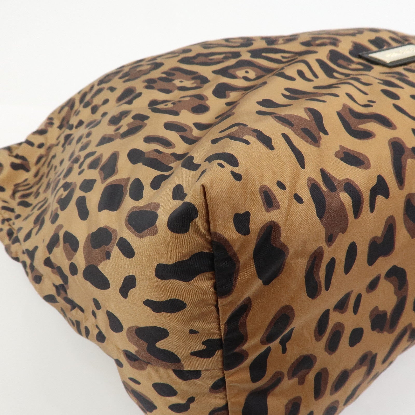 JIMMY CHOO Nylon Tote Bag Shoulder Bag Leopard Brown Black