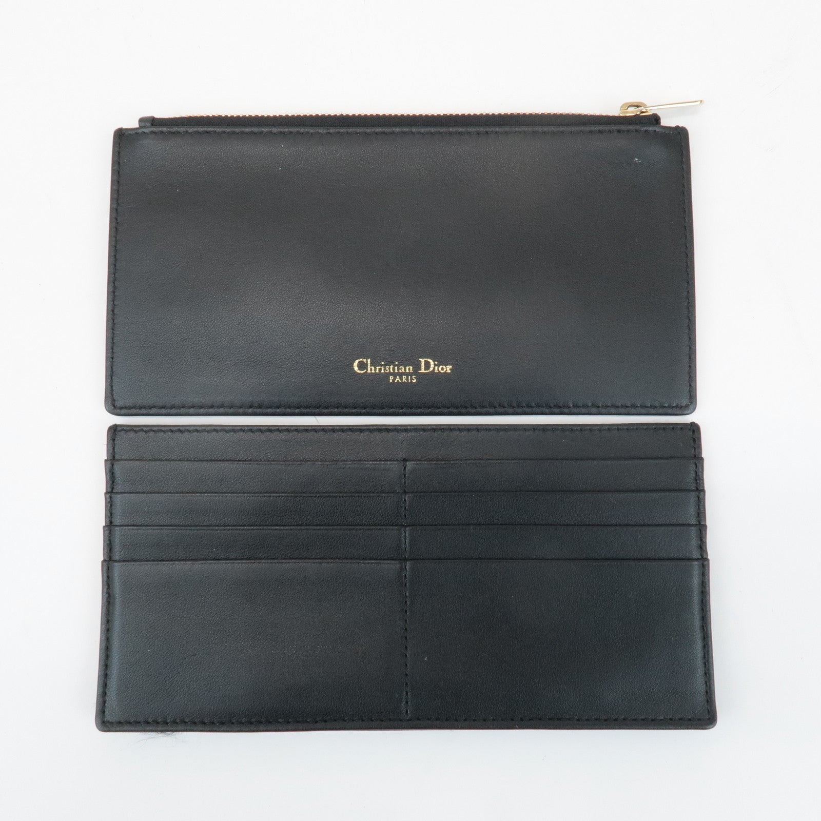 Christian Dior Cannage Leather Chain Shoulder Bag Black Gold Charm