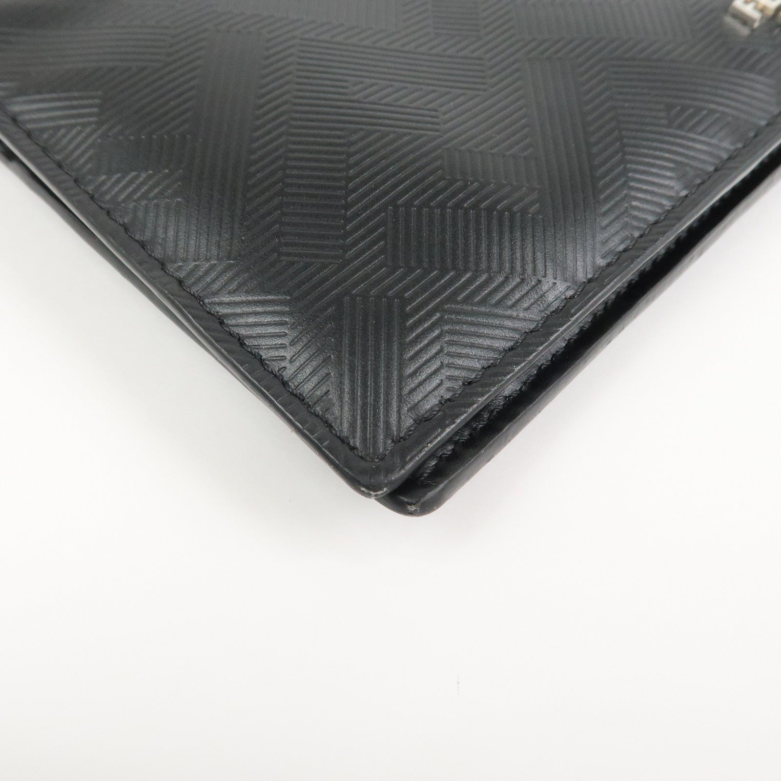 FENDI Shadow Leather Flap Long Wallet Black 7M0355