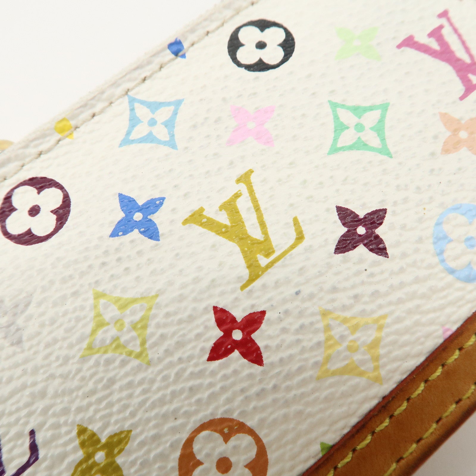Louis Vuitton Monogram Multicolor Pochette Cles Coin Case Blanc M92655 Used