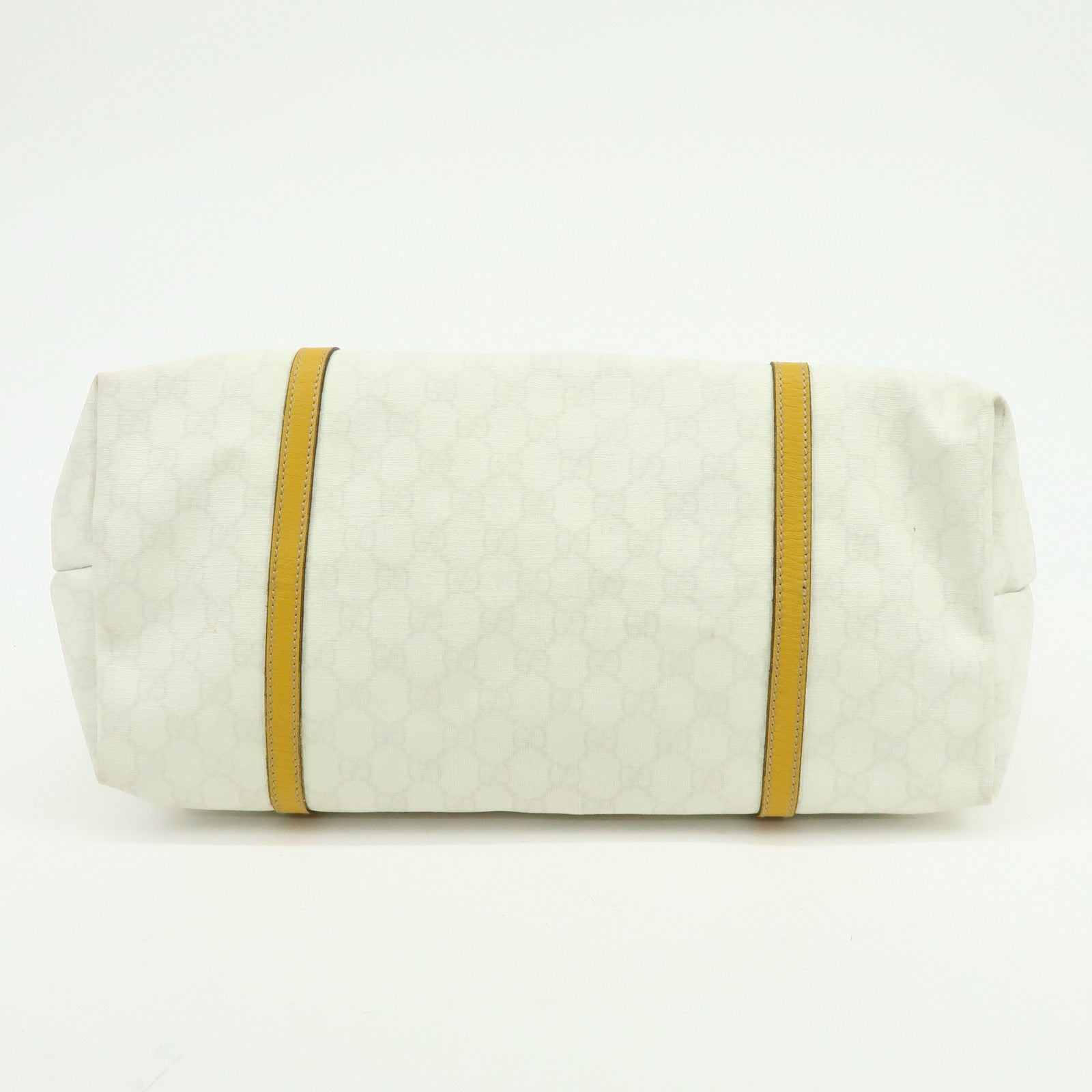 GUCCI GG Supreme Leather Tote Bag Hand Bag White Yellow 197954
