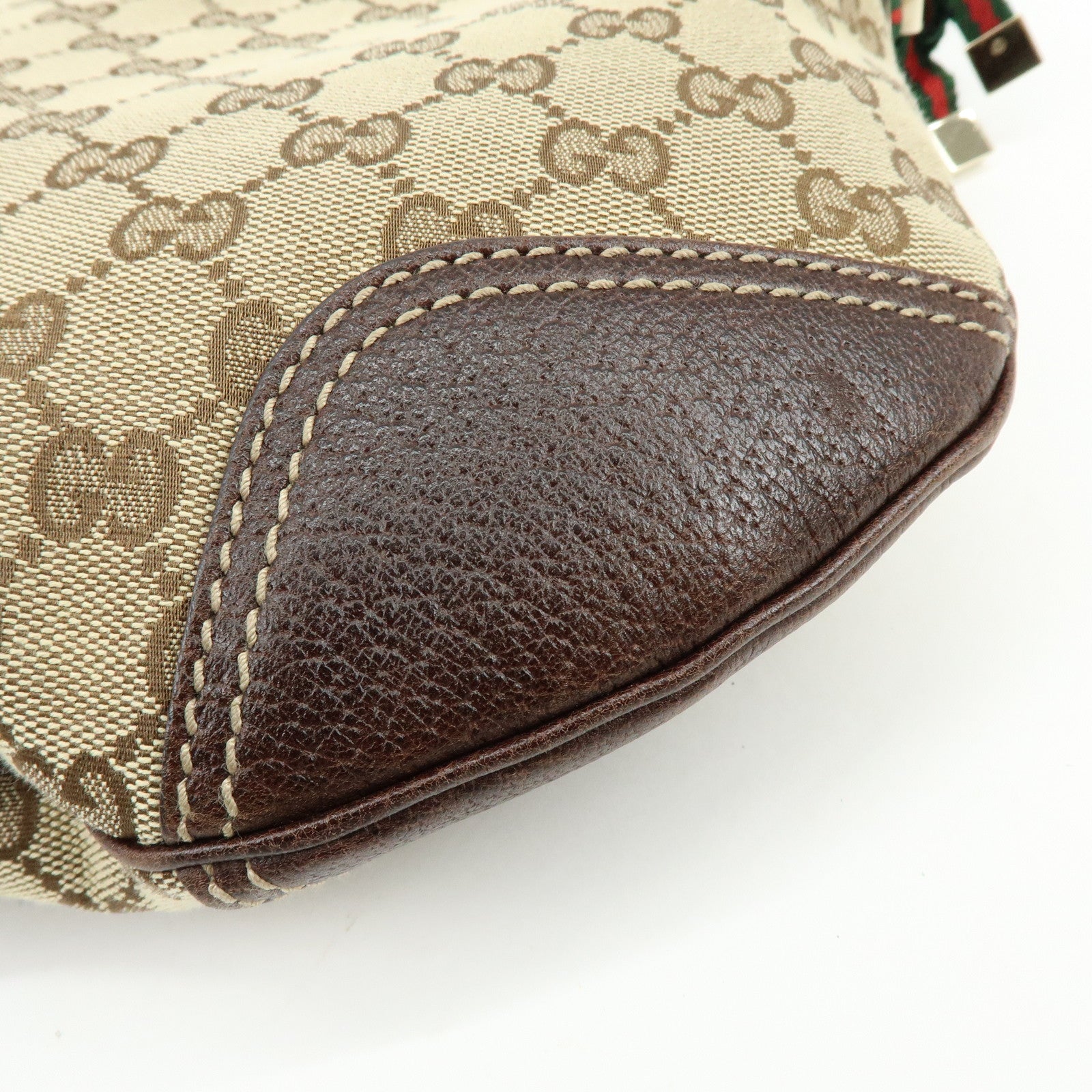 GUCCI Sherry GG Canvas Leather Shoulder Bag Beige Brown 162895