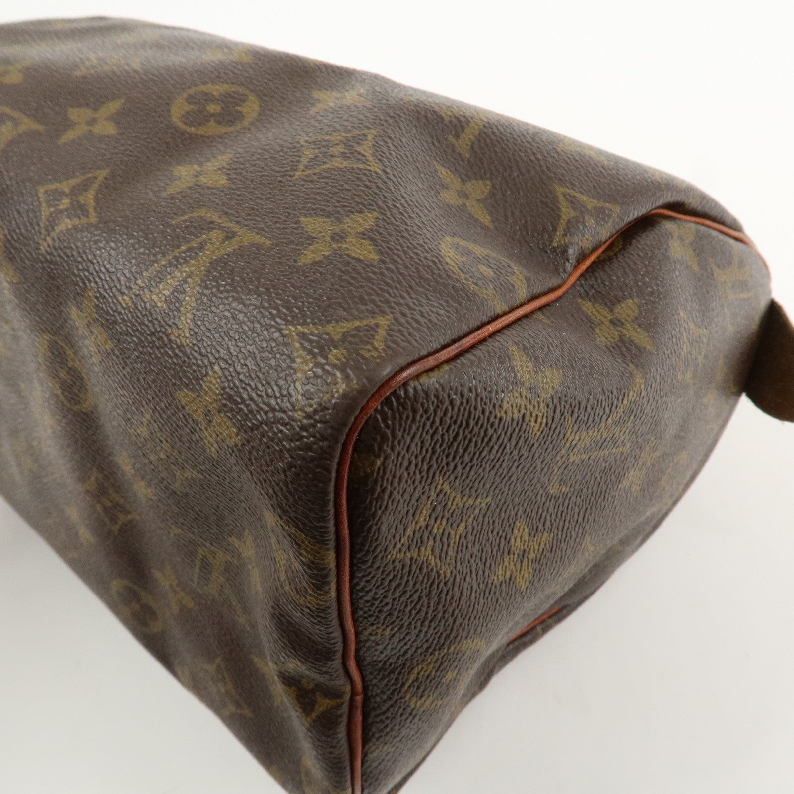 Louis Vuitton Monogram Canvas Leather Speedy 25 Boston Bag M41528