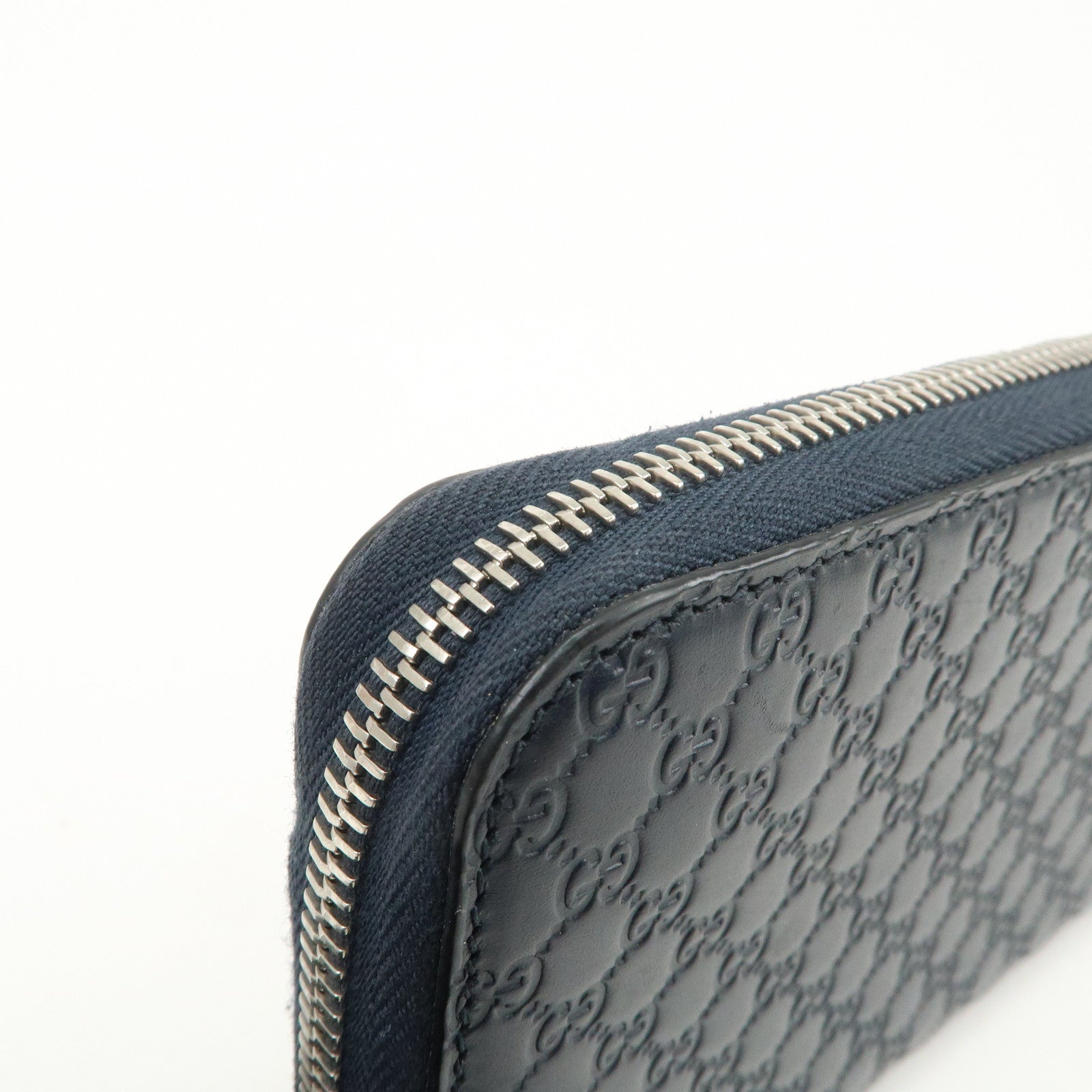 GUCCI Micro Guccissima Leather Zippy Long Wallet Navy 544473