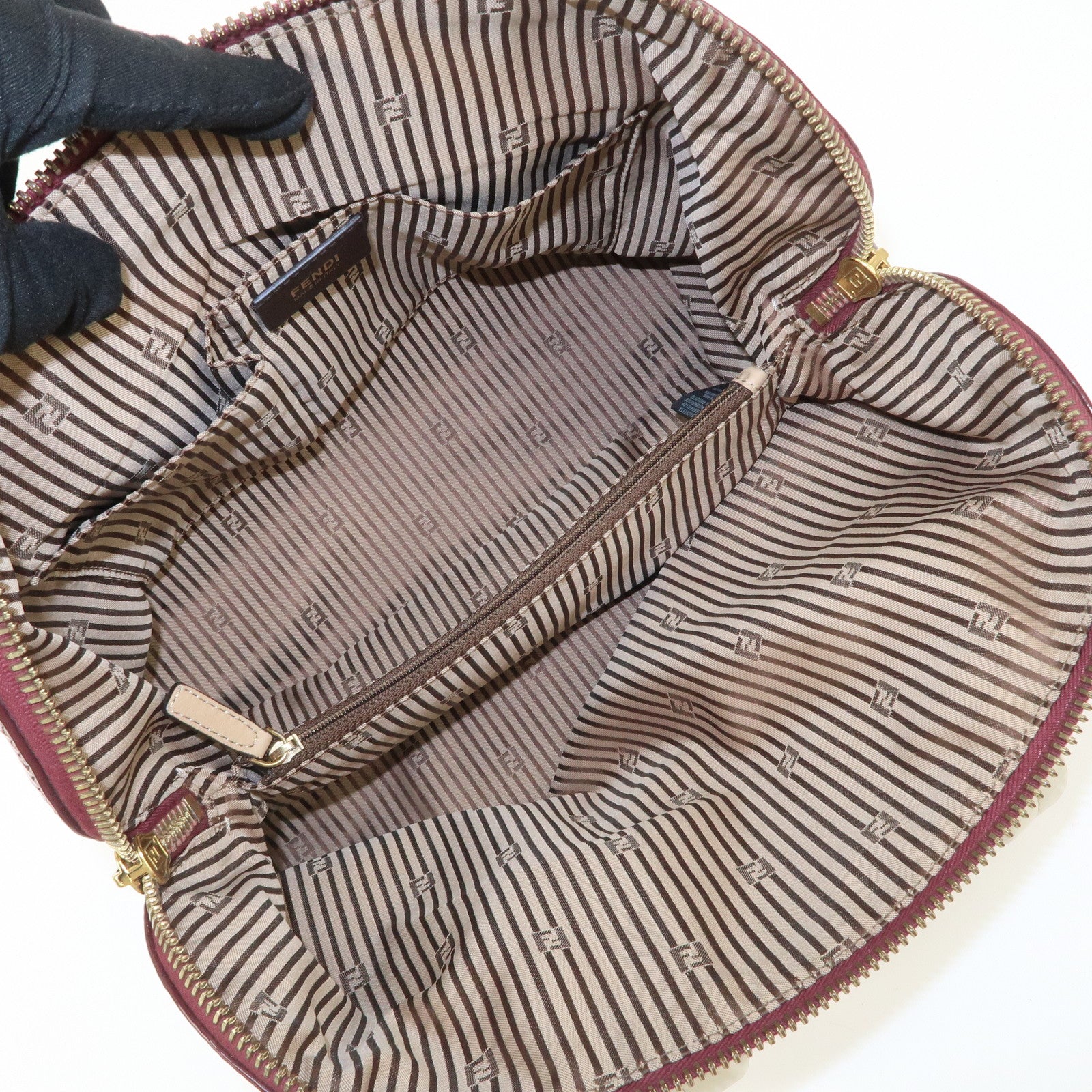 FENDI Chameleon Leather Enamel 2WAY Bag Beige Bordeaux 8BL114