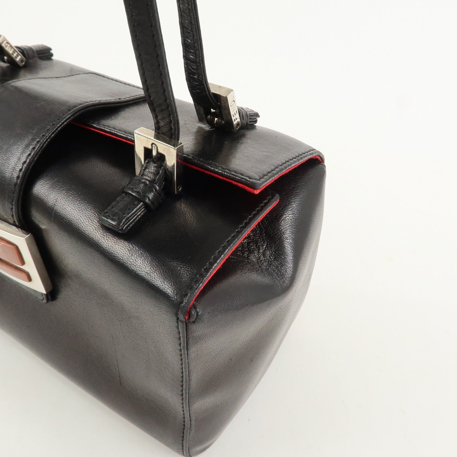 FENDI Nappa Leather Hand Bag Shoulder Bag Black 10163350001