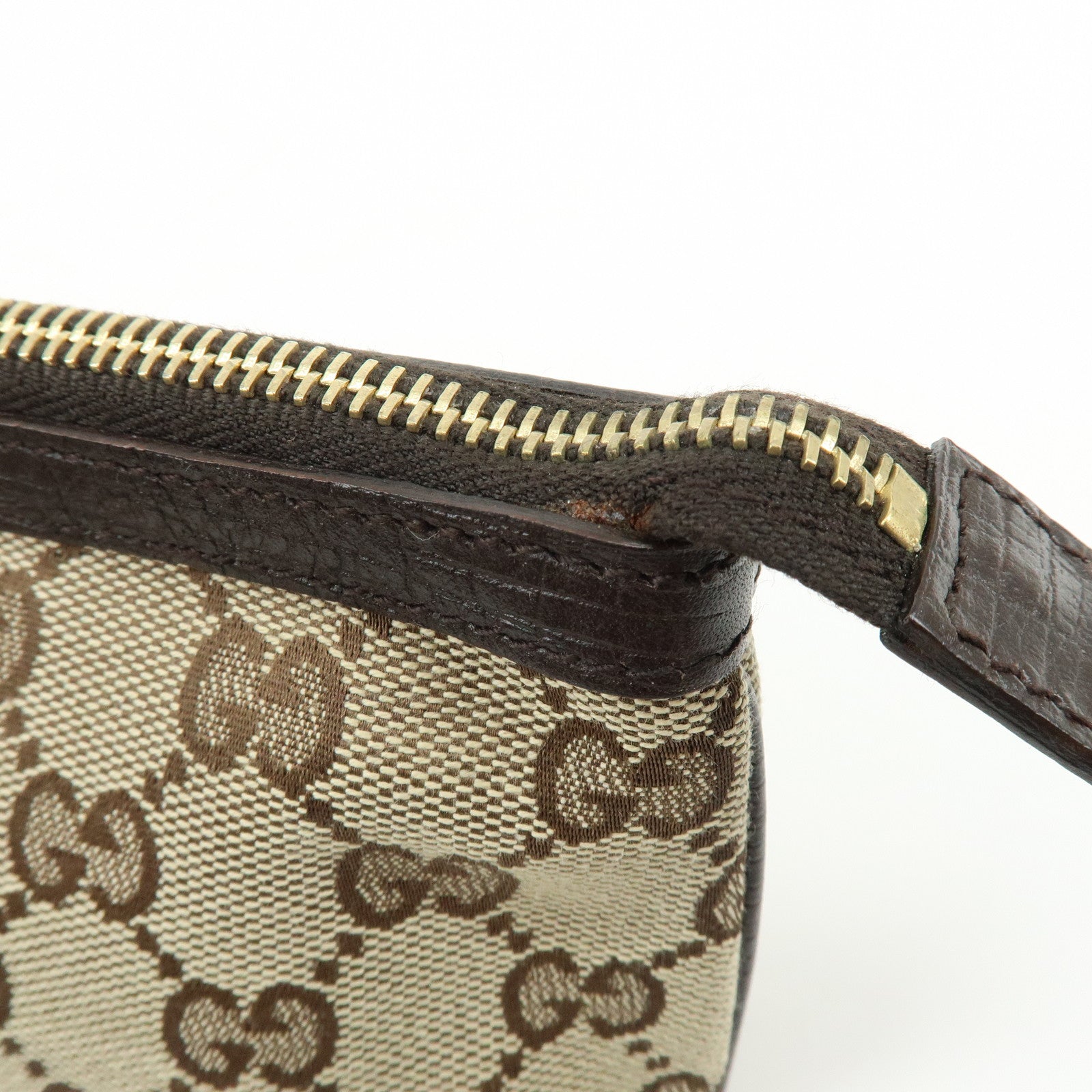 GUCCI Sherry GG Canvas Leather Pouch Jackie Charm Beige 152507