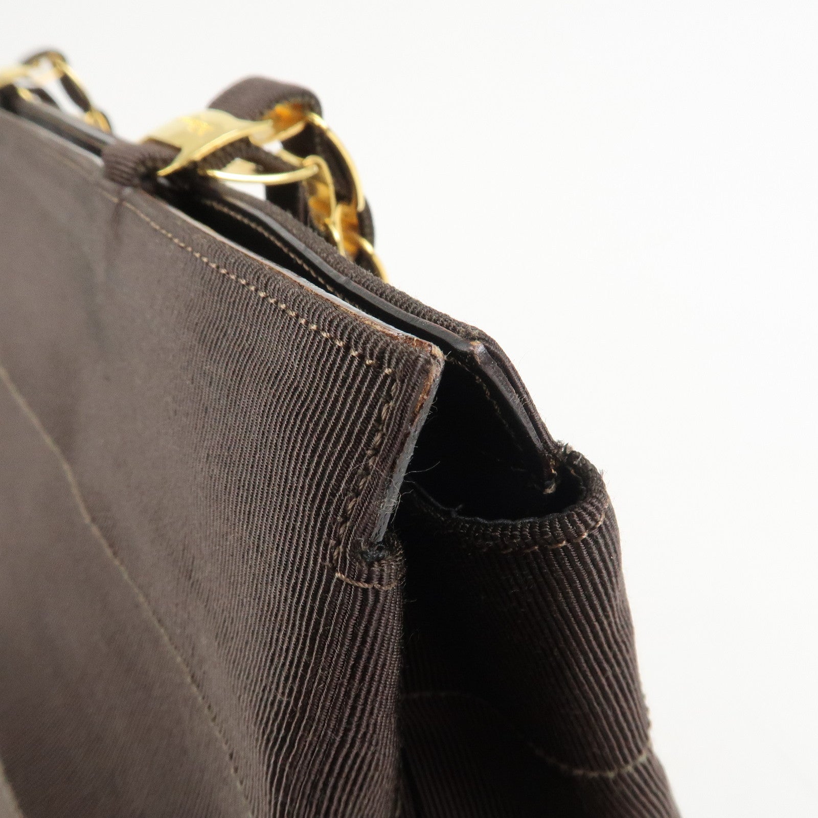 Ferragamo Vara Canvas Leather Shoulder Bag Tote Bag Brown