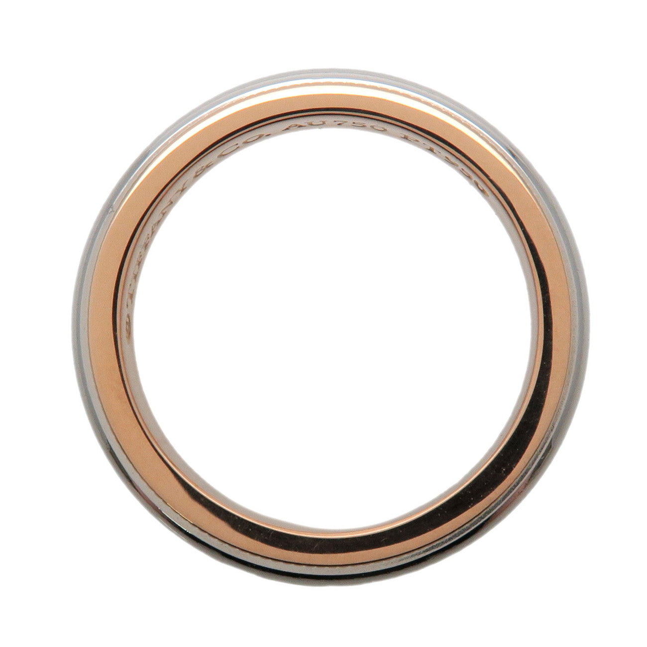 Tiffany & Co Milgrain Band Ring 18K 750YG PT950 US4.5 EU48 HK9.5