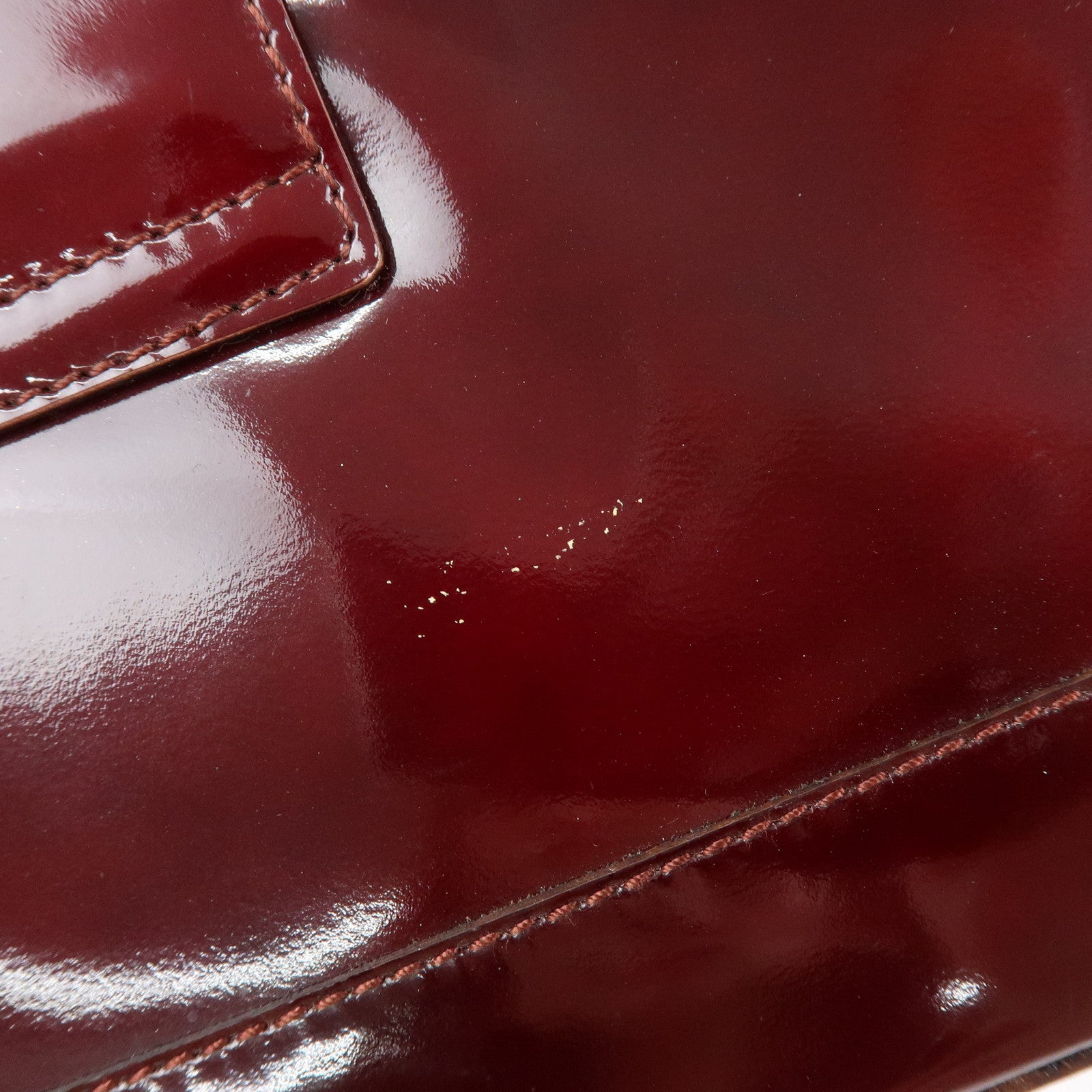 Ferragamo Patent Leather Shoulder Bag Hand Bag Bordeaux