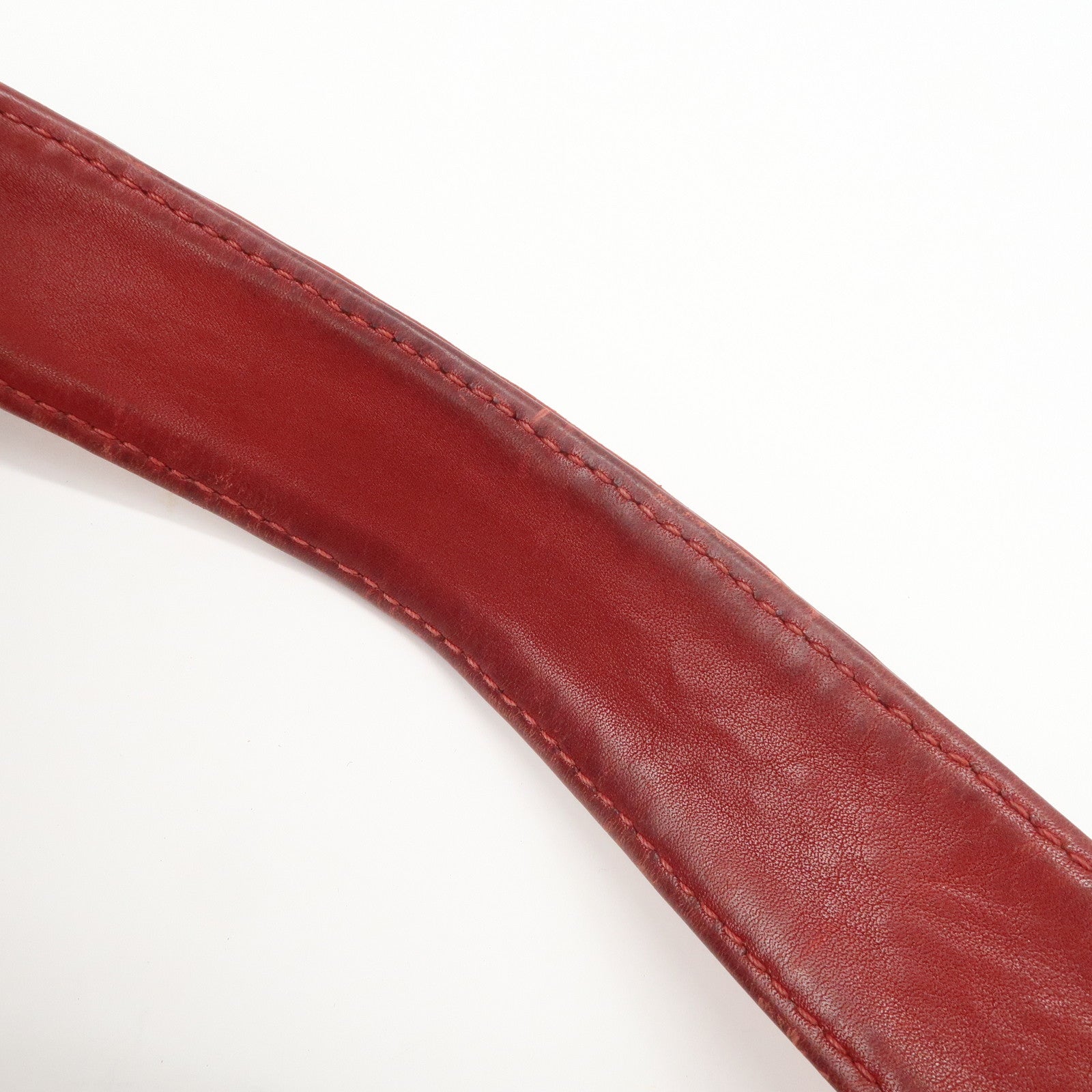 CHANEL COCO Mark Wild Stitch Lamb Skin Leather Hand Bag Red