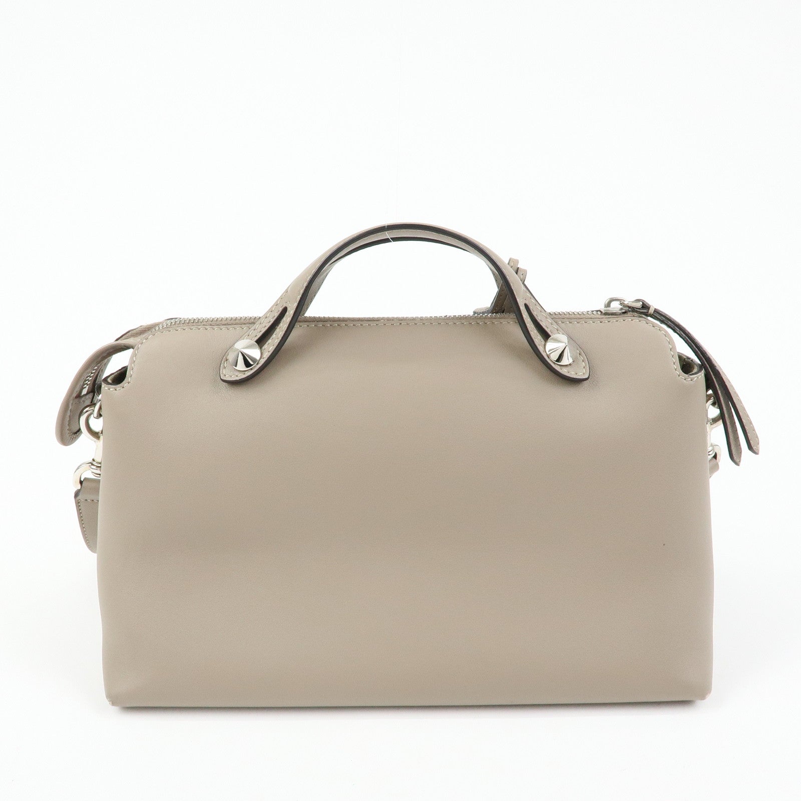 FENDI Bay The Way Leather 2Way Bag Shoulder Bag Greige 8BL124