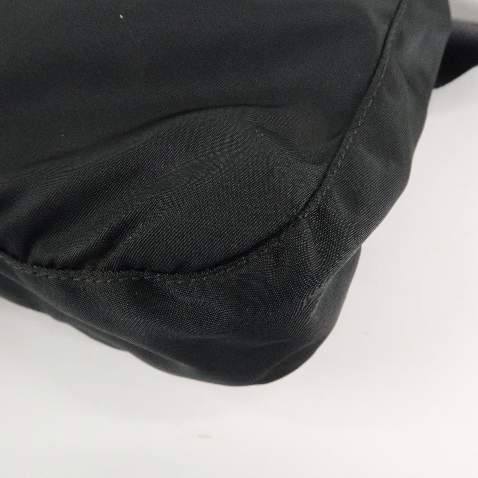 PRADA Triangle Logo Nylon Leather Shoulder bag Black