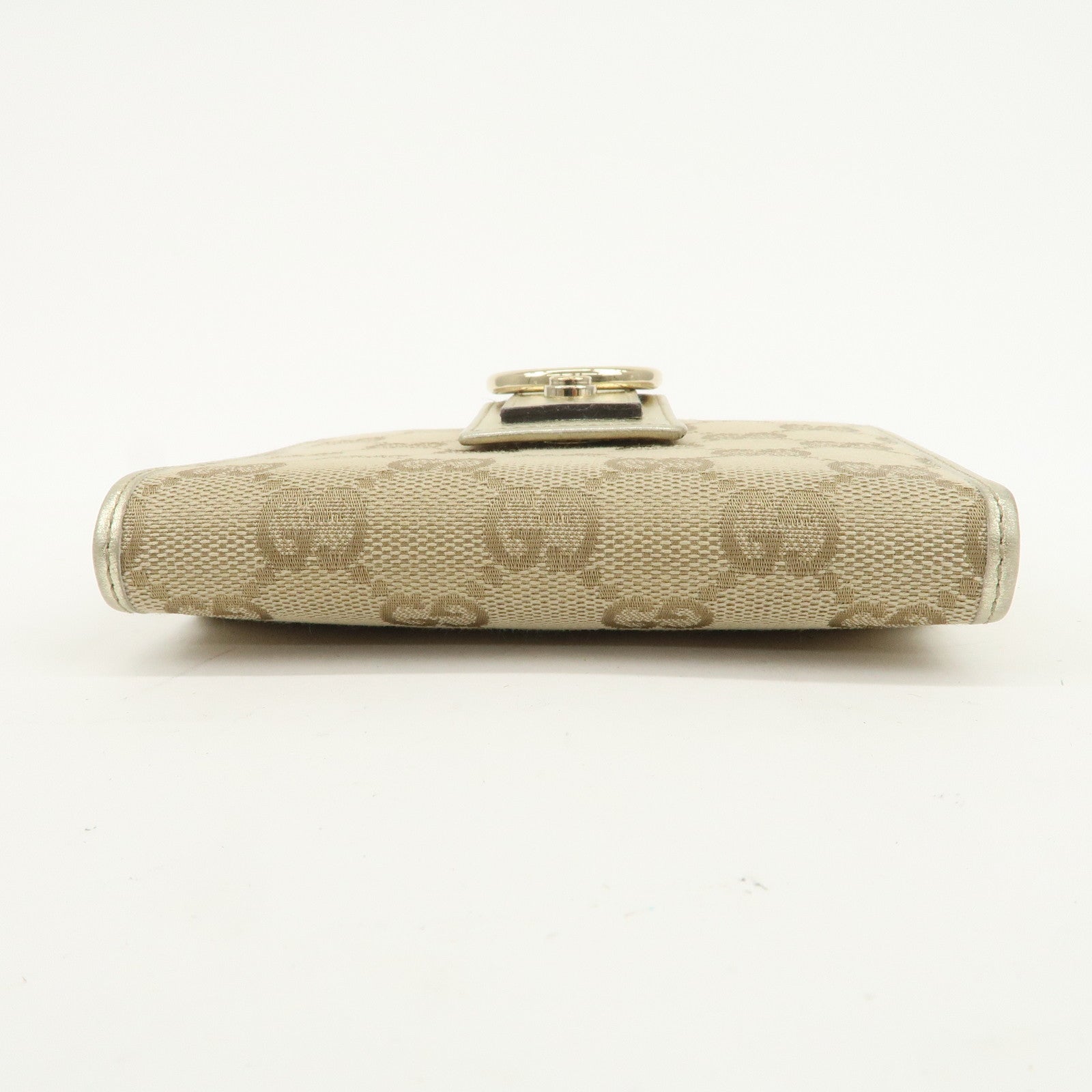 GUCCI Abbey GG Canvas Leather Bi-fold Wallet Beige Gold 154255