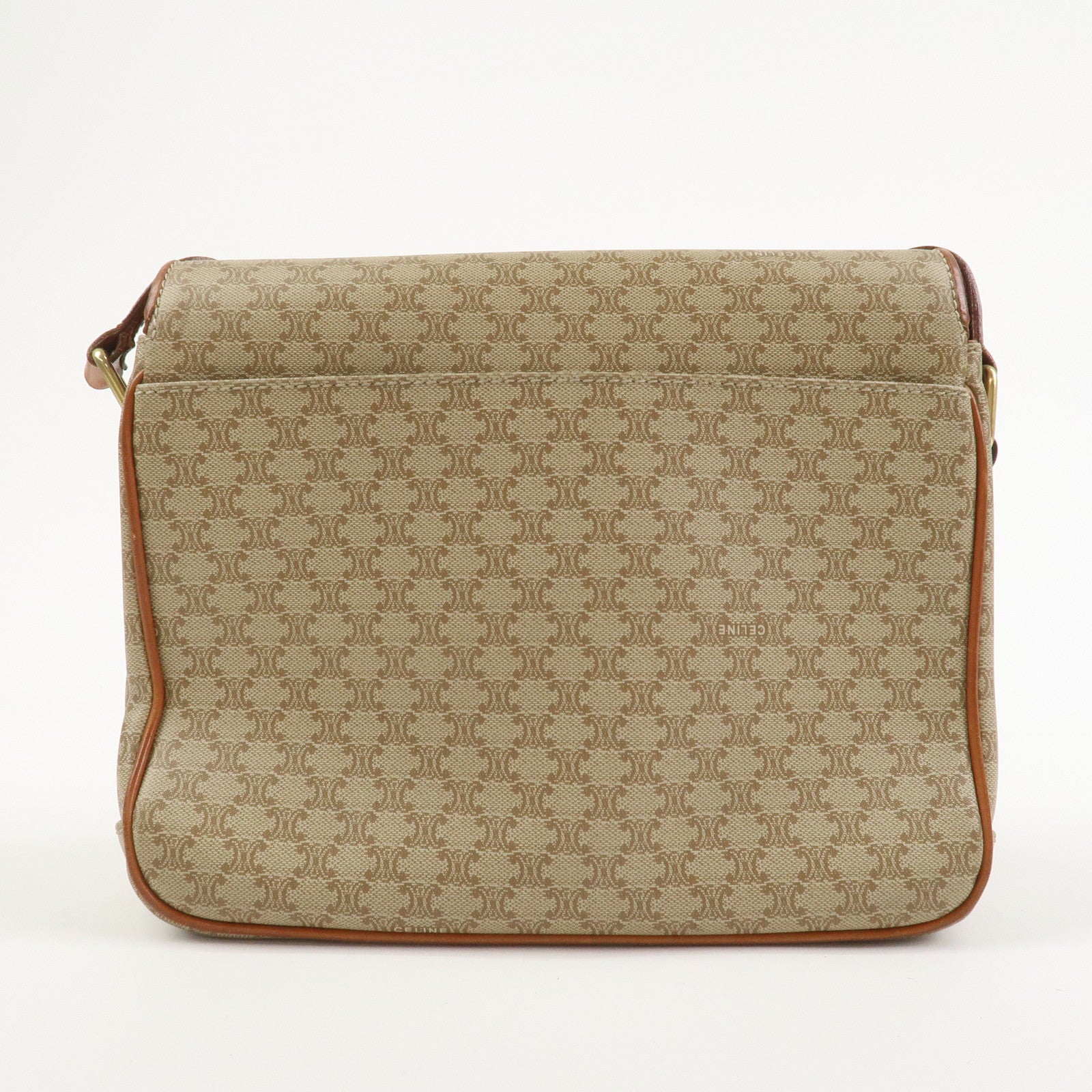 CELINE Macadam PVC Leather Shoulder Bag Crossbody Bag Beige Brown