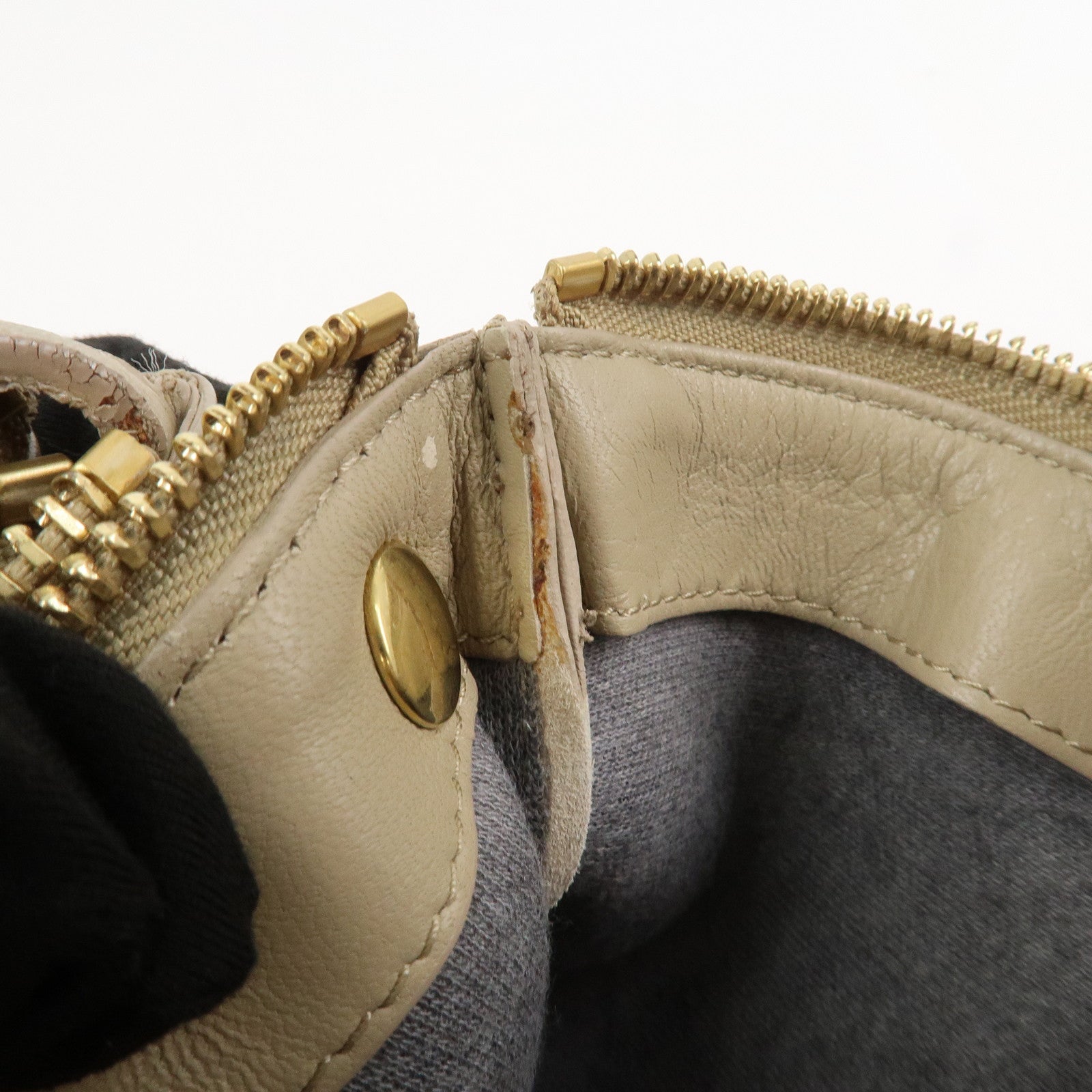 CELINE Calf Skin Trio Bag Shoulder Bag Crossbody Bag Beige