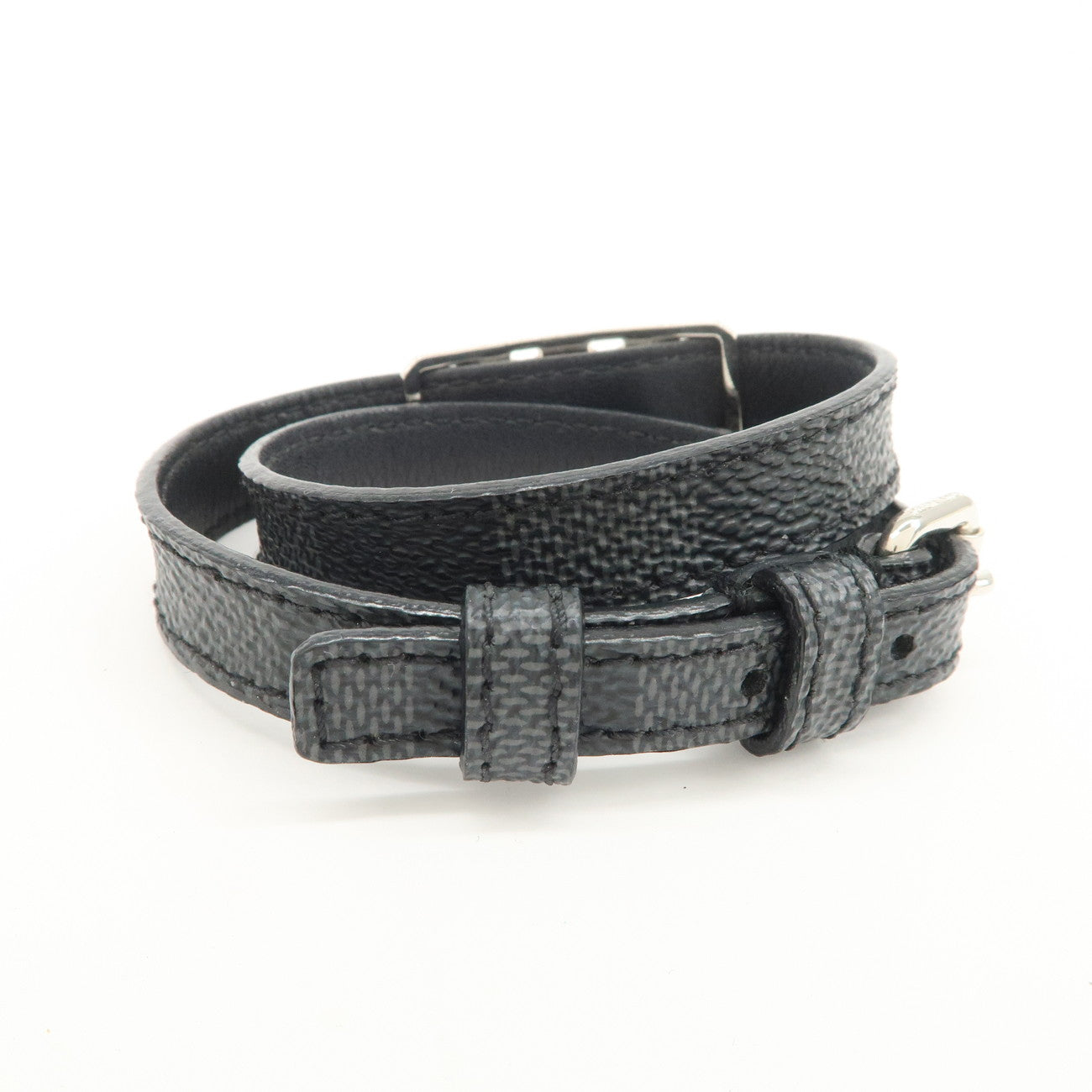 Louis Vuitton Damier Glaphite Bracelet Sign It Black Silver M6616E