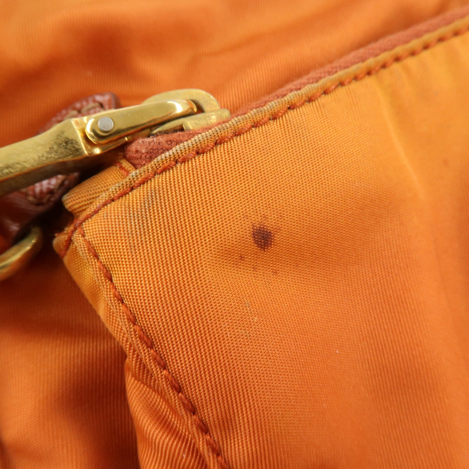 PRADA Logo Nylon Leather Shoulder Bag Crossbody Bag Orange BT0692 Used