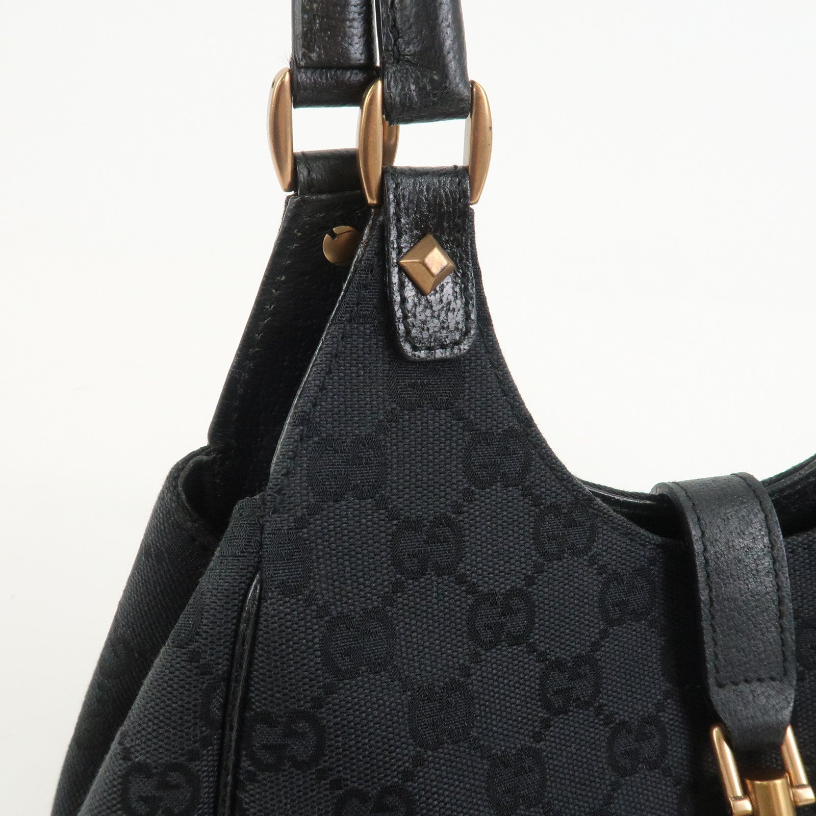 GUCCI New Jackie GG Canvas Shoulder Bag Hand Bag Black 124409
