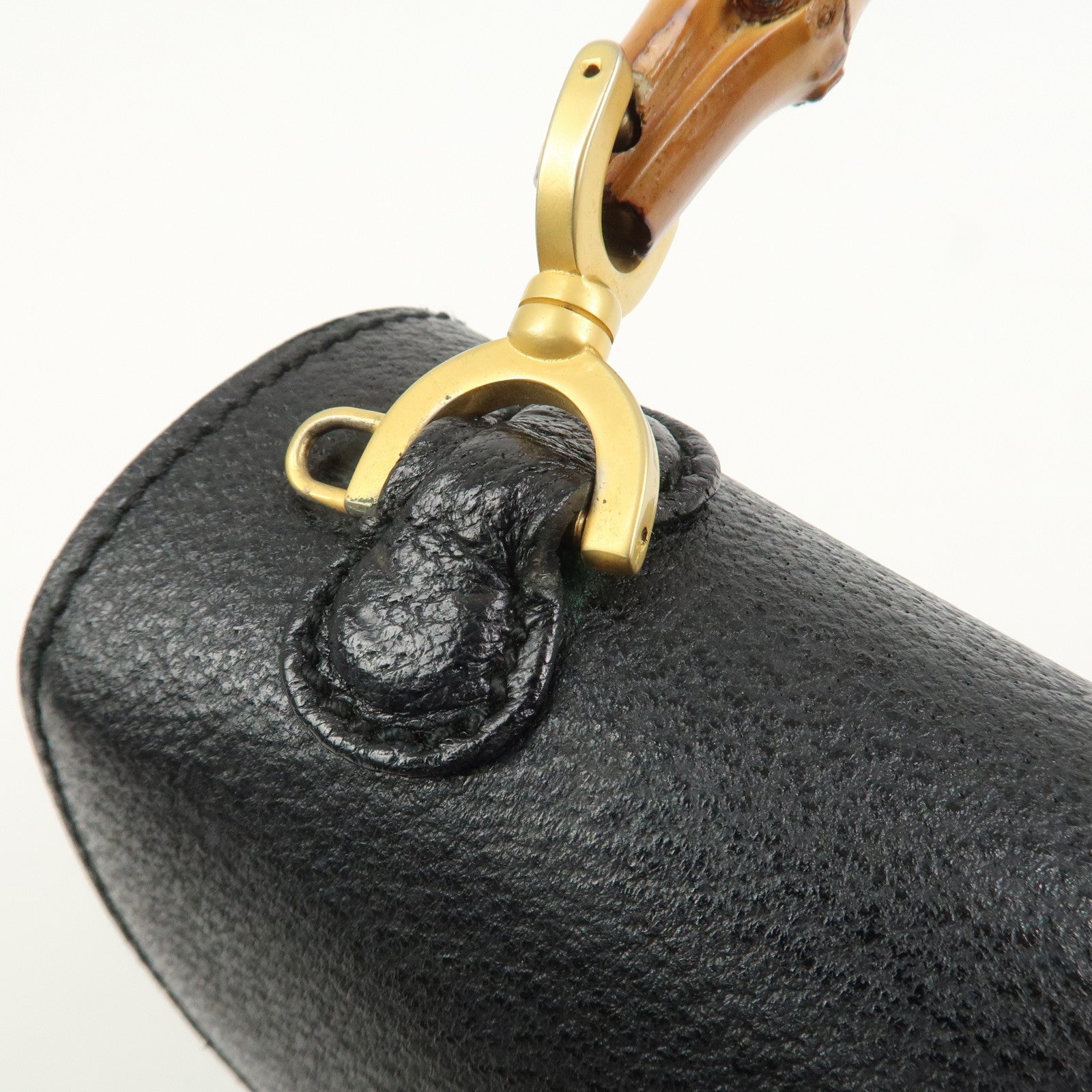 GUCCI Bamboo Leather 2Way Bag Hand Bag Shoulder Bag Black 000・2013