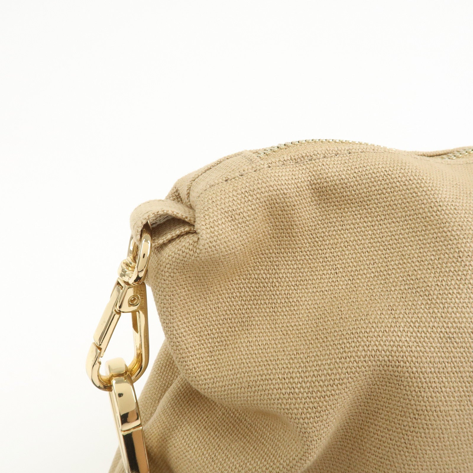 Chloe Logo 2Way Canvas Leather Shoulder Bag Crossbody Bag Beige