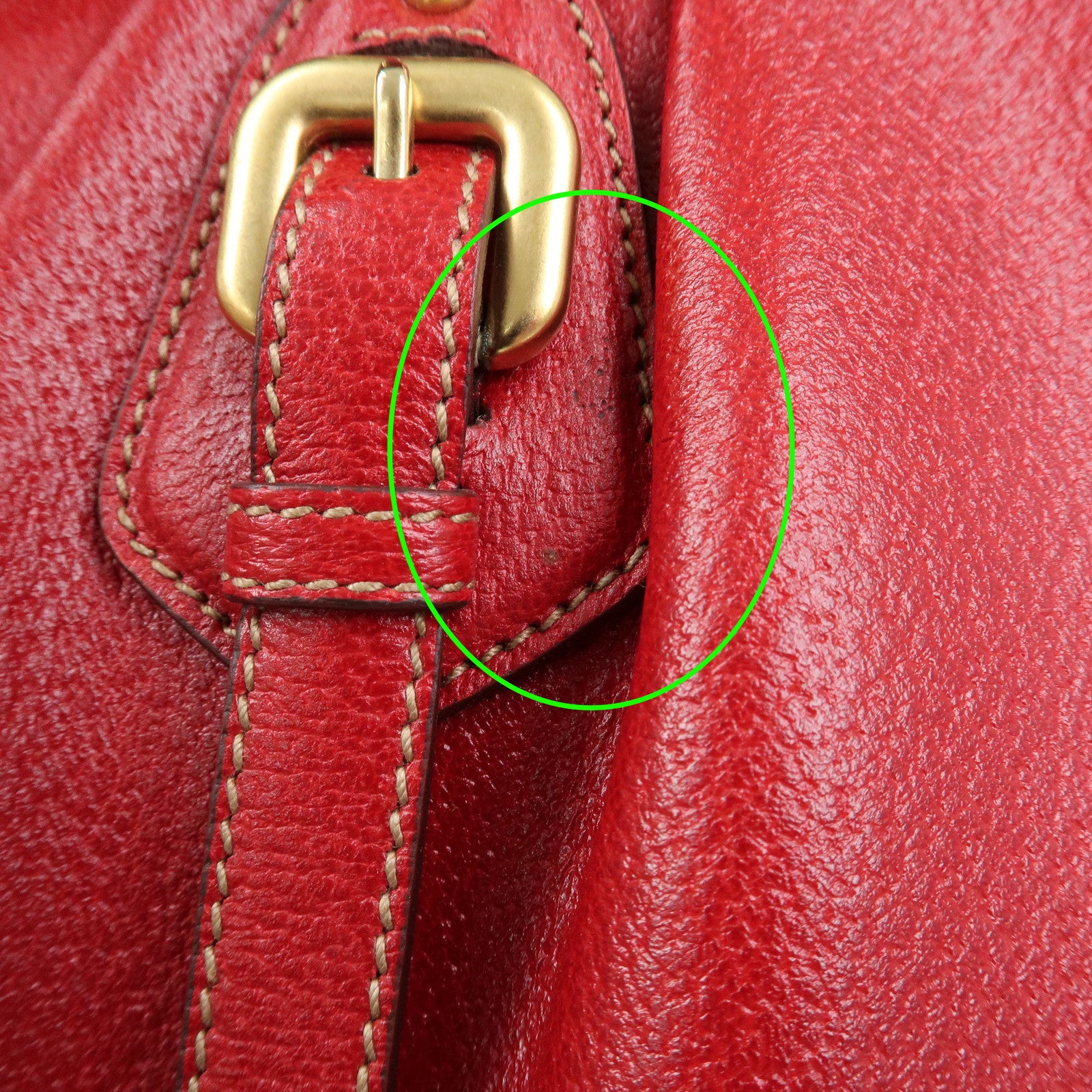 PRADA Logo Leather Hand Bag Shoulder Bag Red BR3508