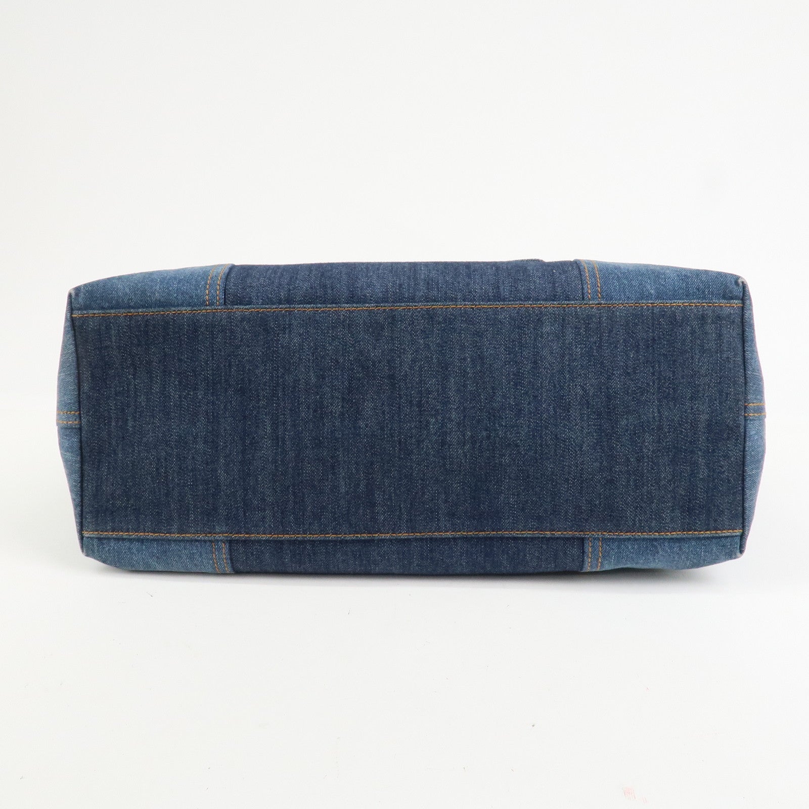MIU MIU Denim Leather Tote Bag Shoulder Bag Navy 5BG024