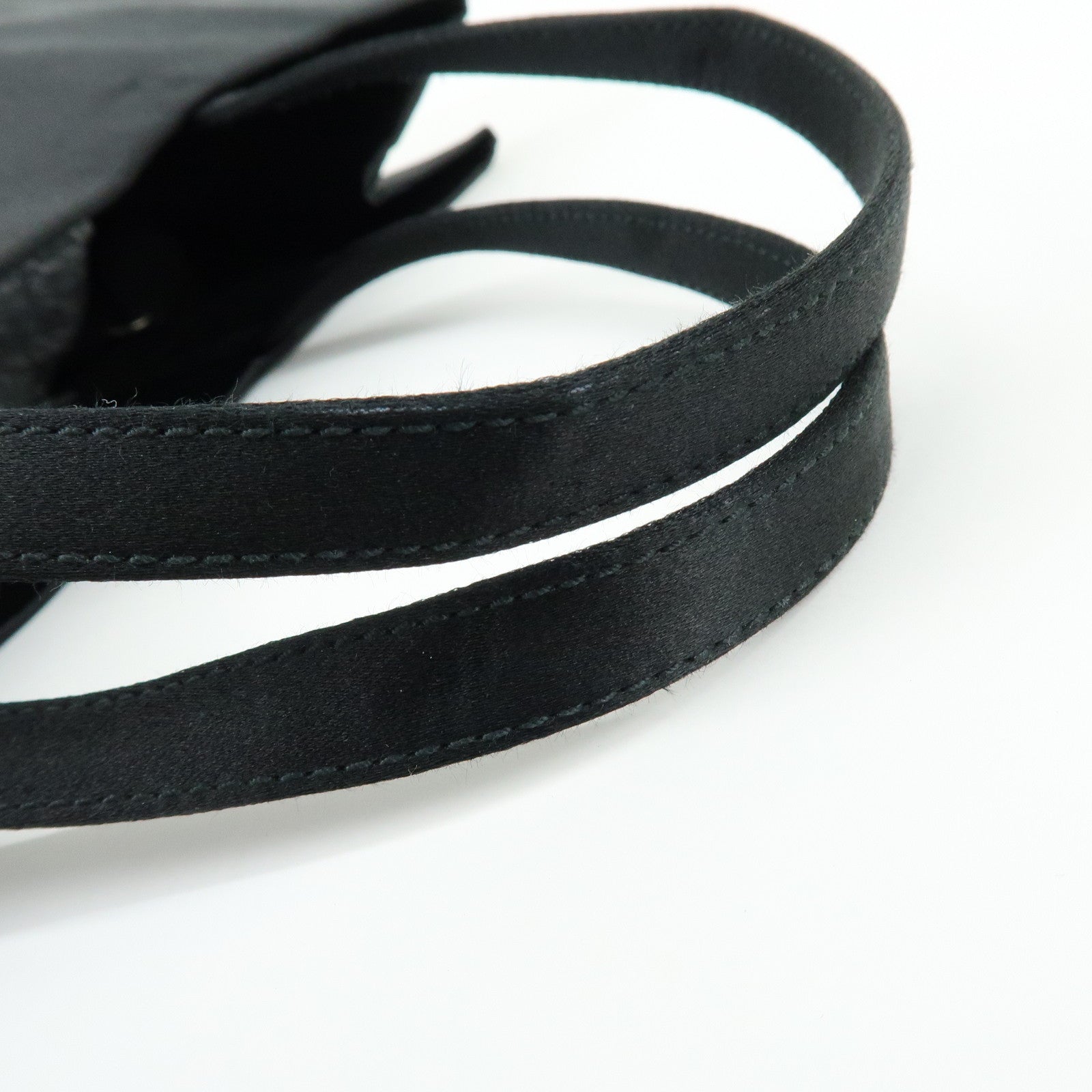 PRADA Triangle Logo Satin Tote Bag Hand Bag Black