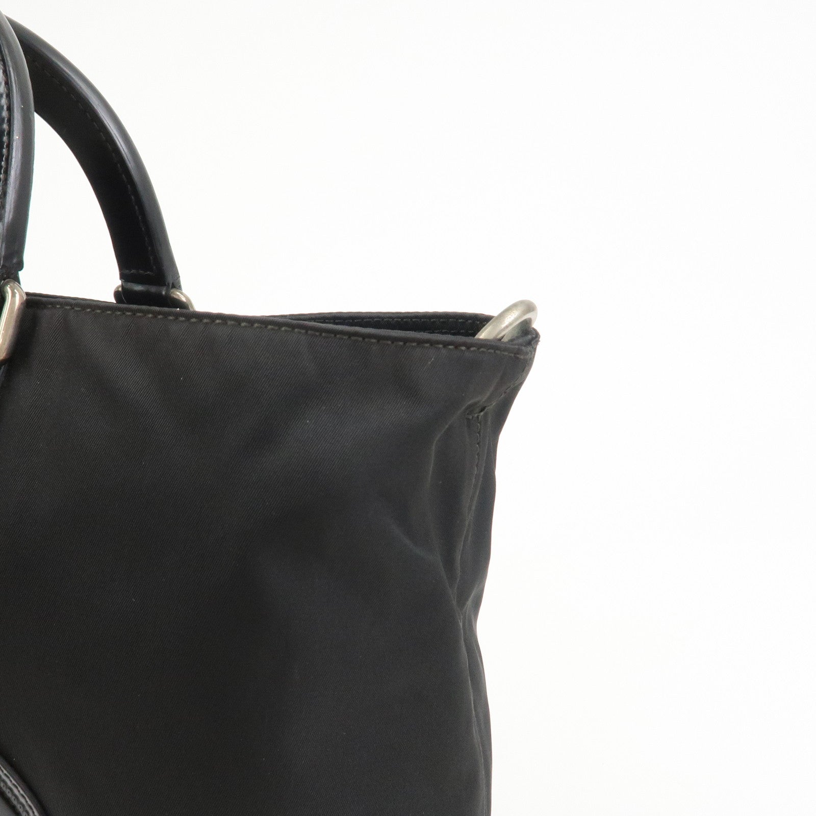 PRADA Nylon Patent Leather 2Way Bag Shoulder Bag Black BN1106