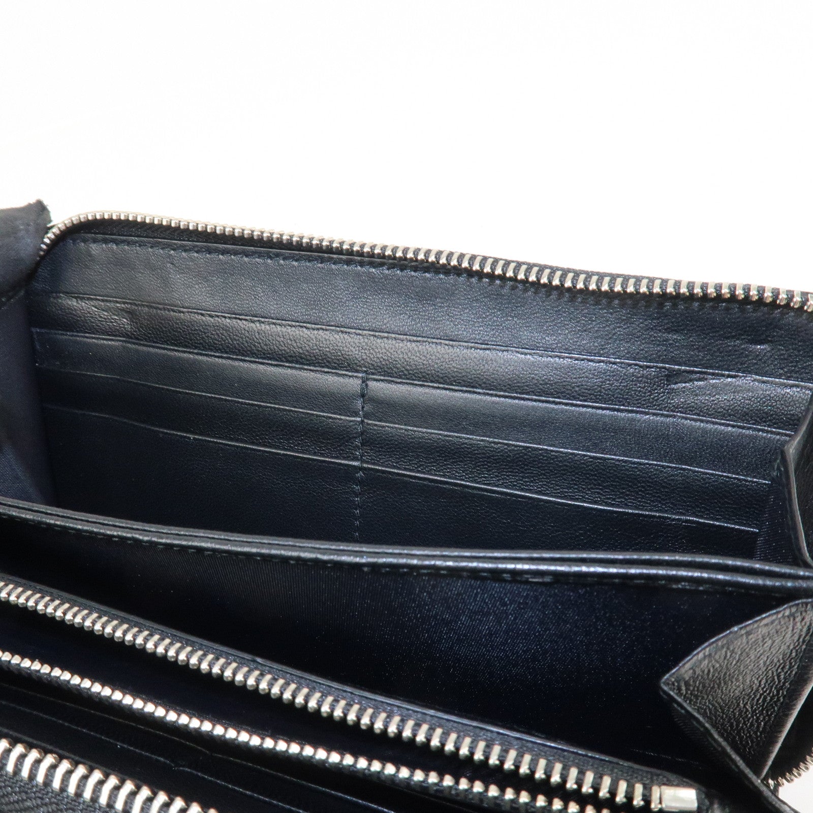 Christian Dior Trotter Patent Leather Round Zippy Long Wallet Black
