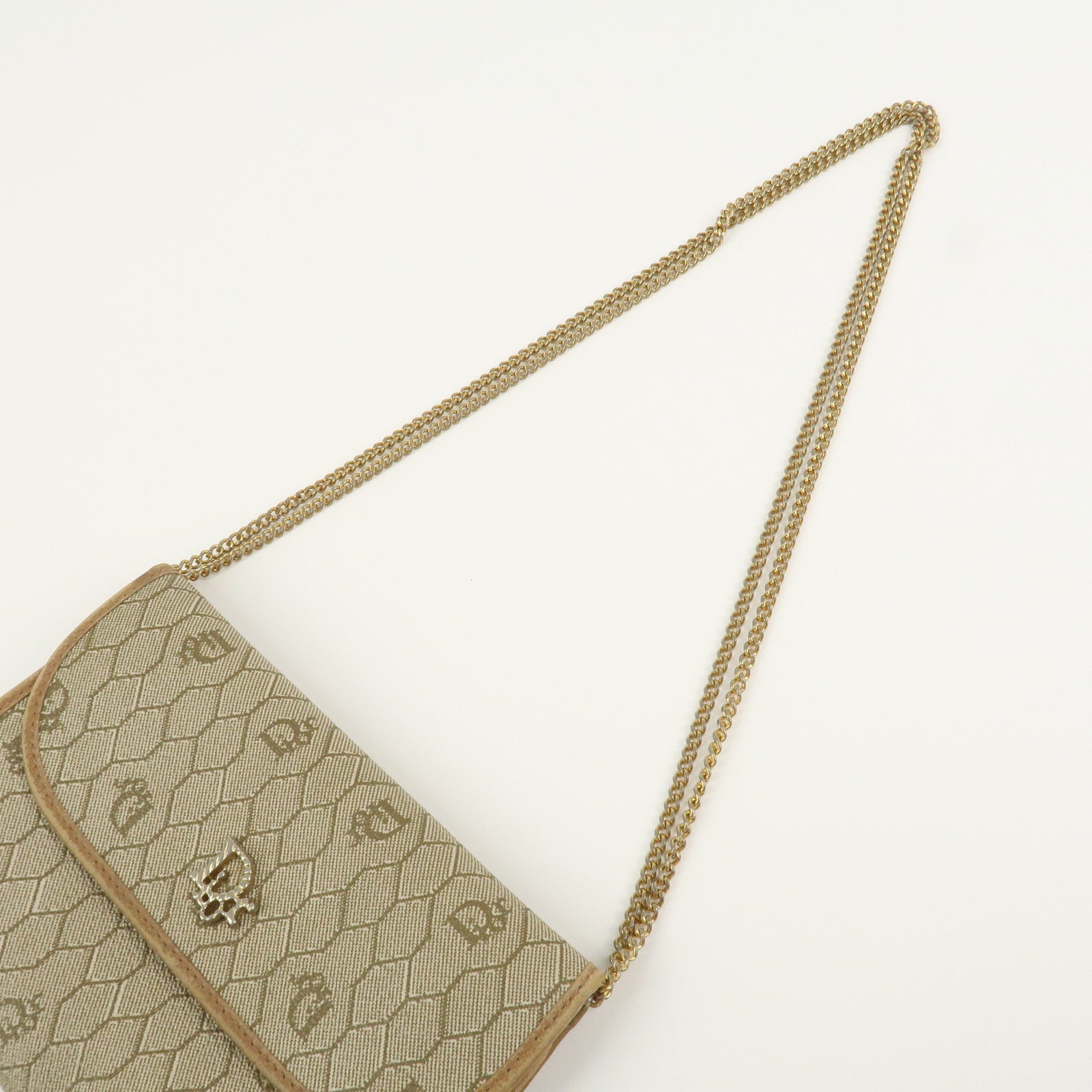 Christian Dior Honeycomb PVC Leather Chain Shoulder Bag Beige